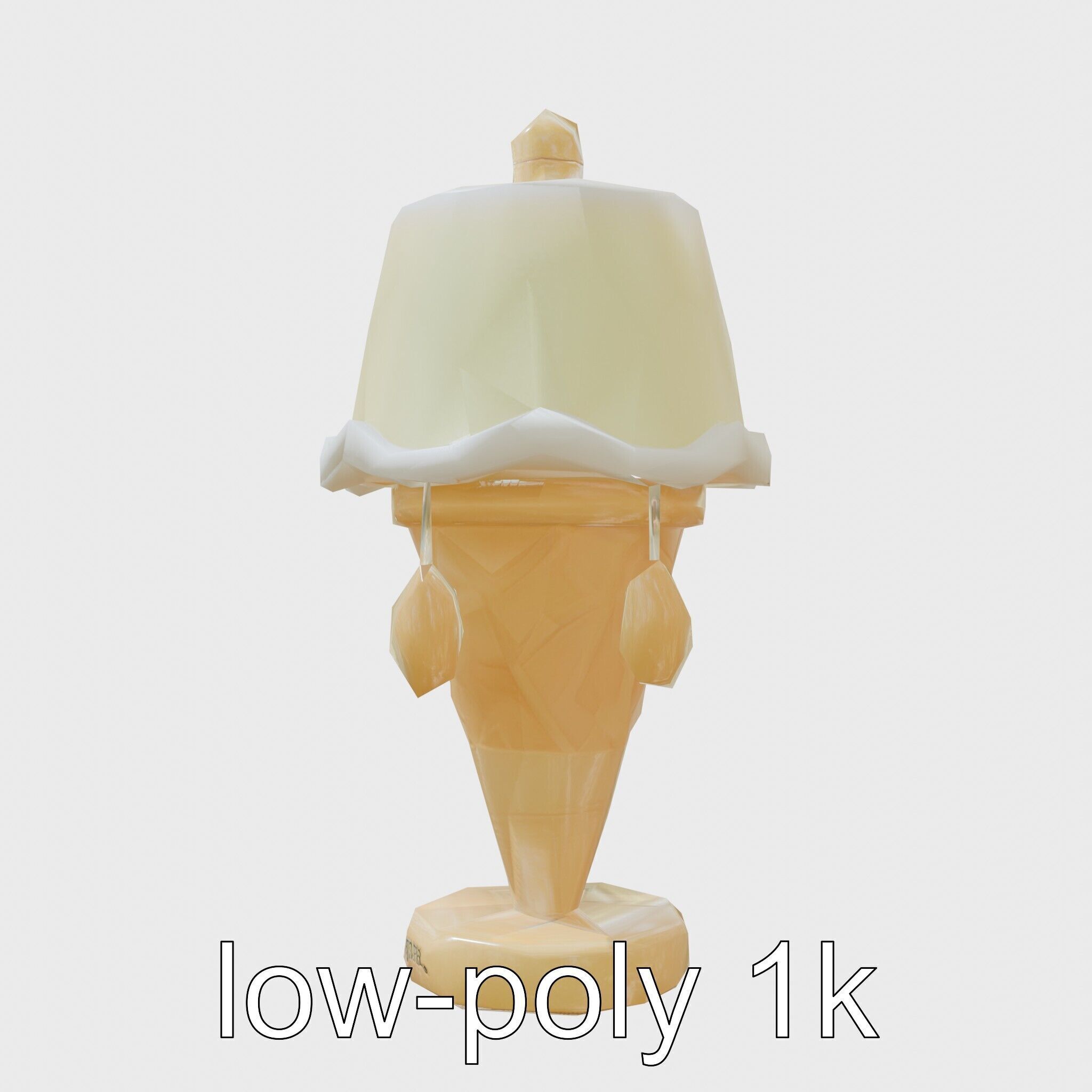 Ice Cream Cone Lamp Toy Style with Dripping Syrup Pendants Low-poly 3D model_6