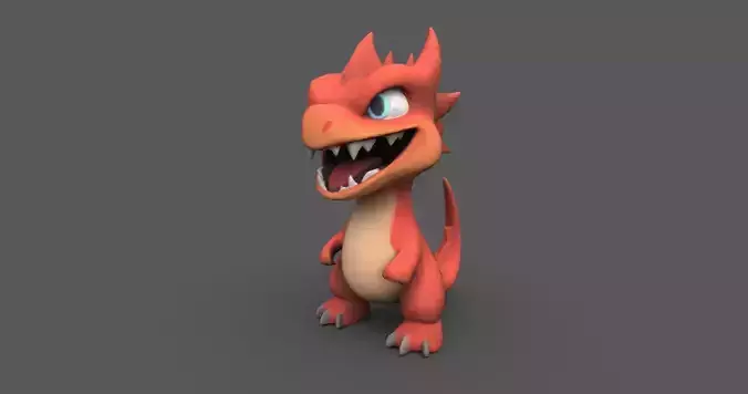 Stylized Baby Dragon - Game Ready 3D Model
