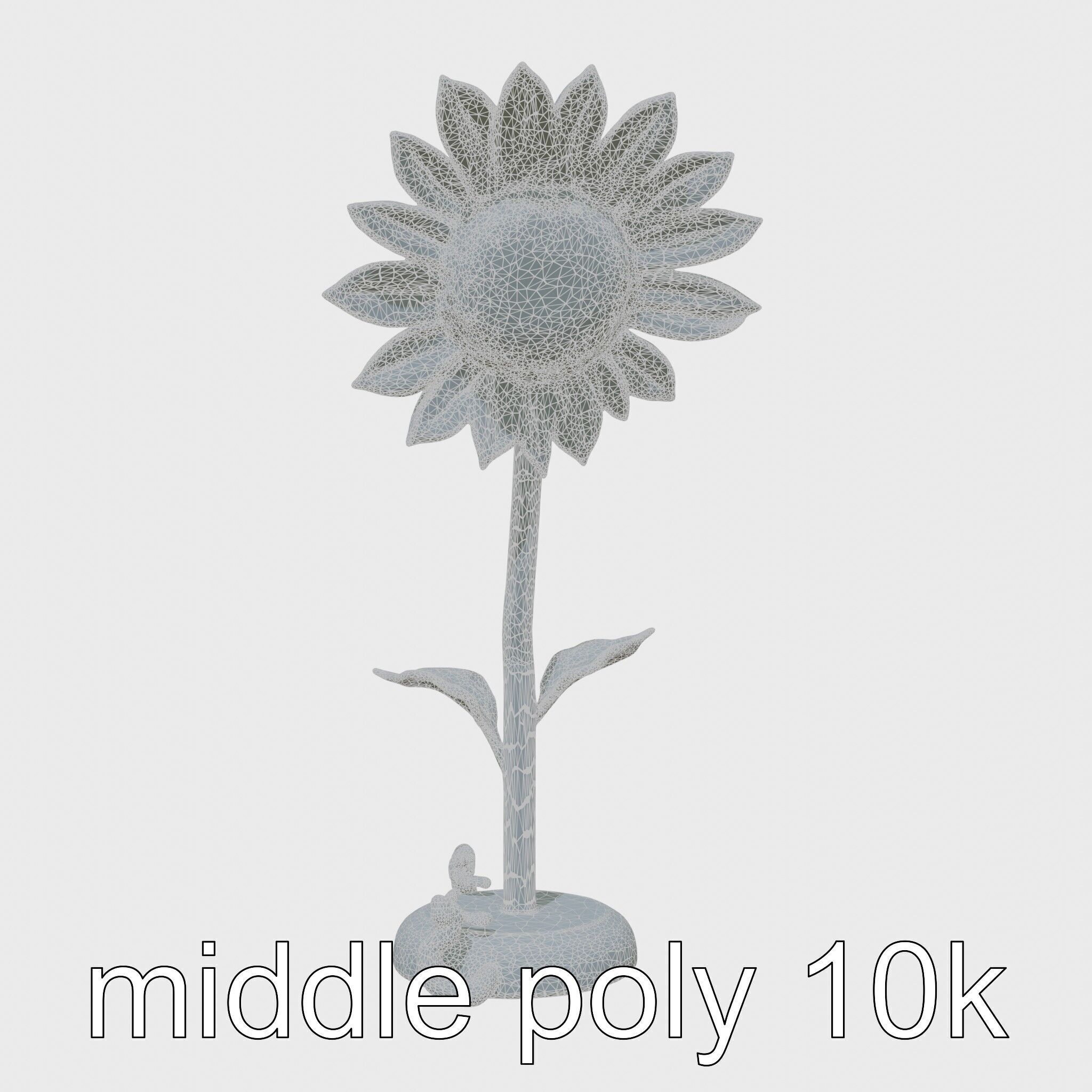 Sunflower Lamp with Adjustable Petals and Cartoon Style Worms Low-poly 3D model_22