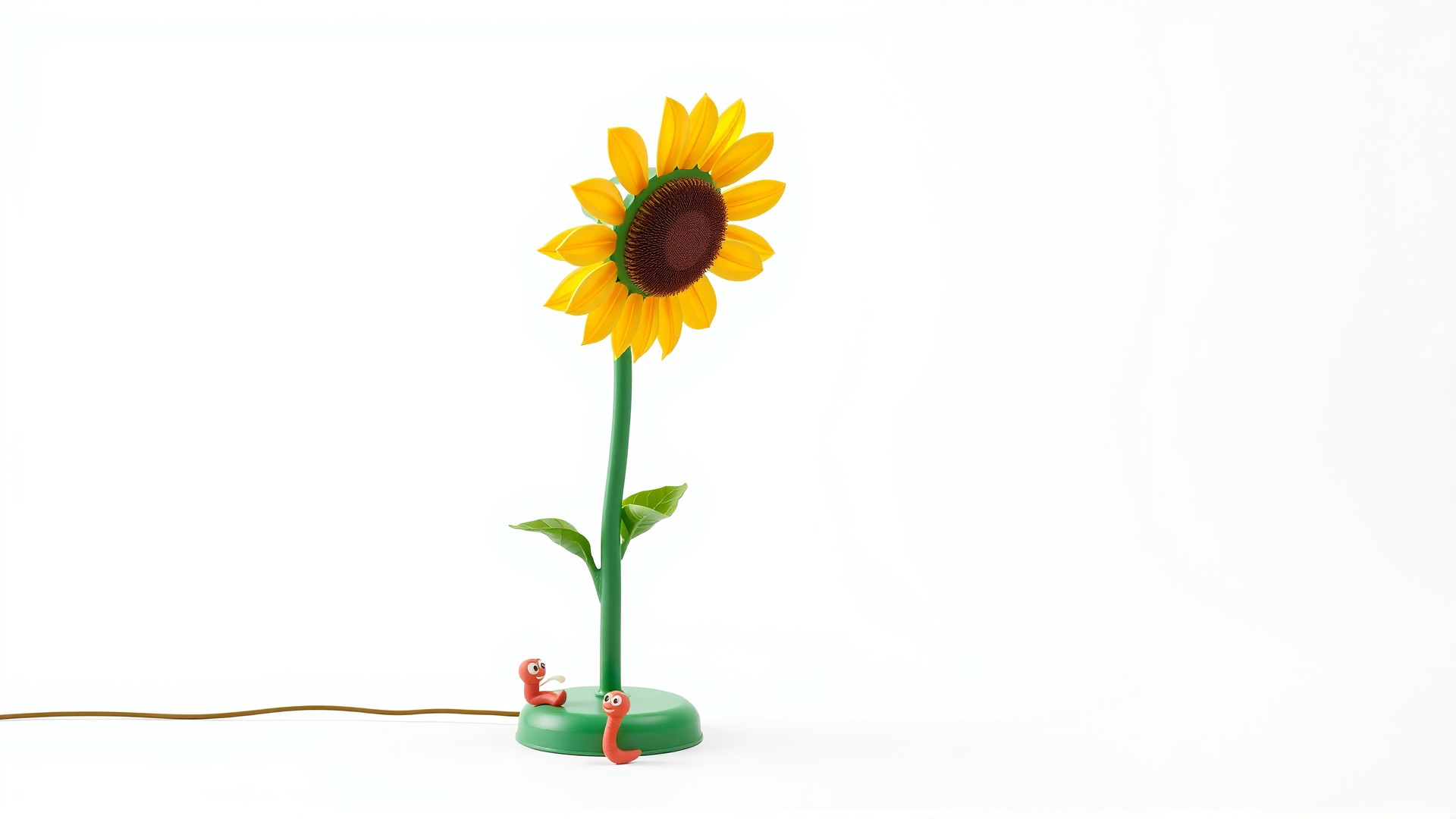 Sunflower Lamp with Adjustable Petals and Cartoon Style Worms Low-poly 3D model_3