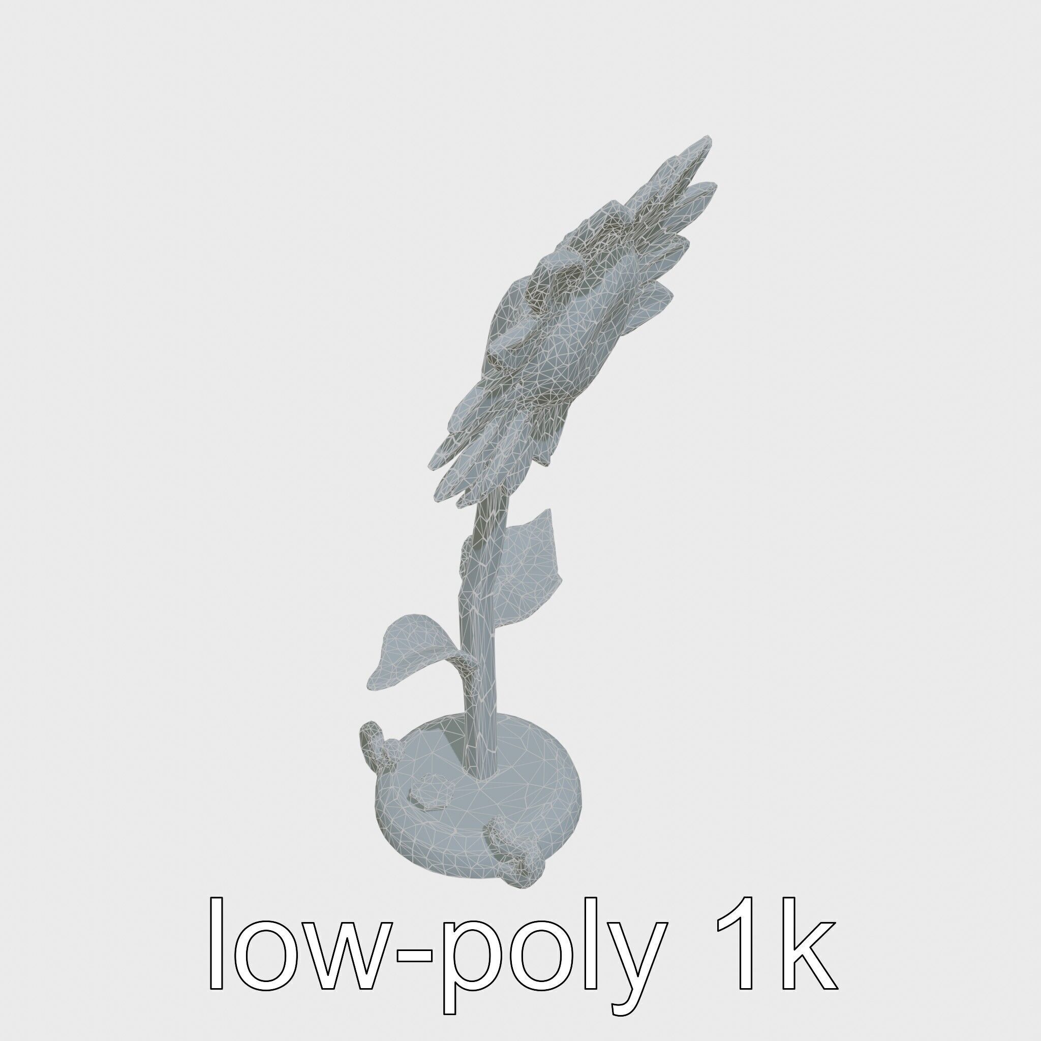 Sunflower Lamp with Adjustable Petals and Cartoon Style Worms Low-poly 3D model_12
