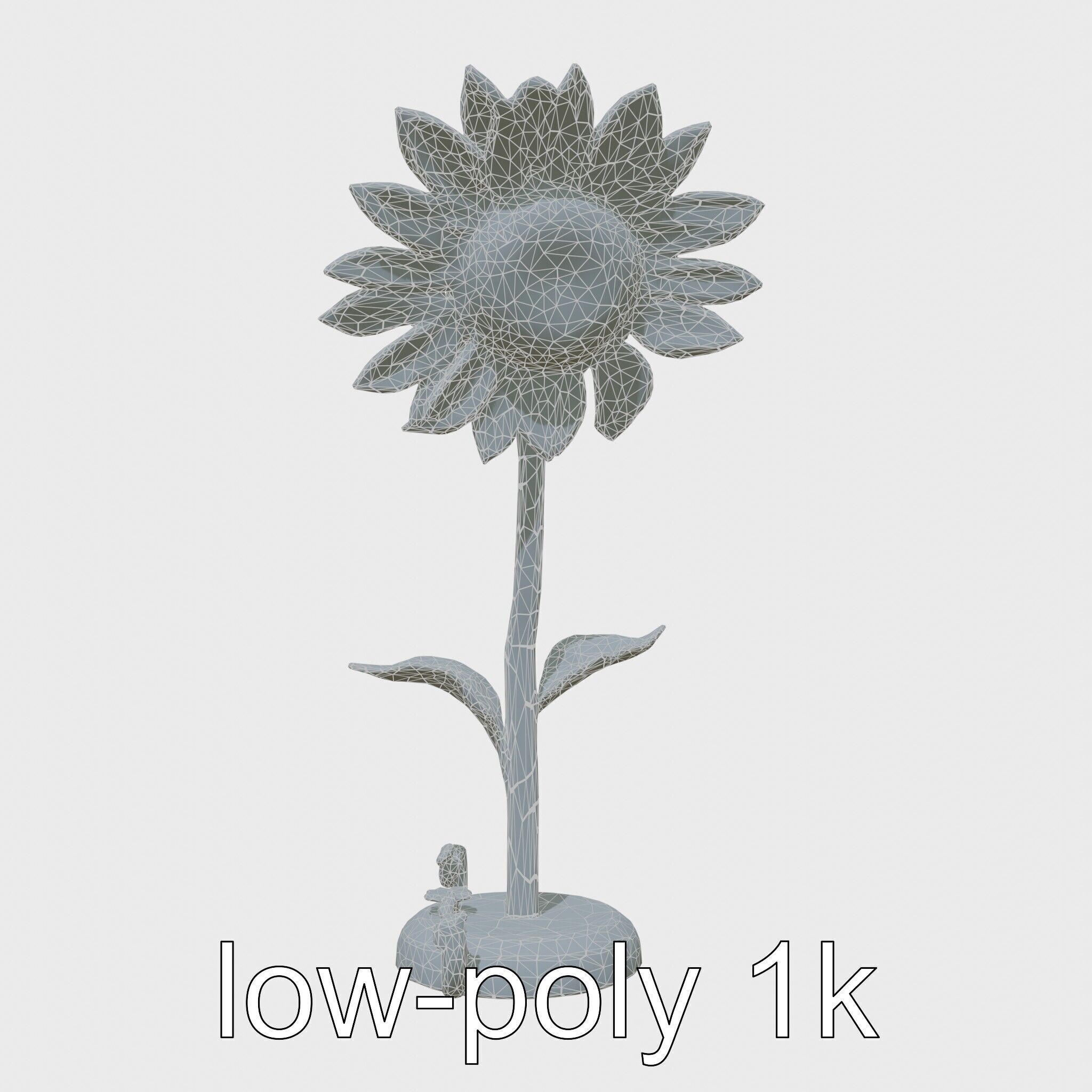 Sunflower Lamp with Adjustable Petals and Cartoon Style Worms Low-poly 3D model_6