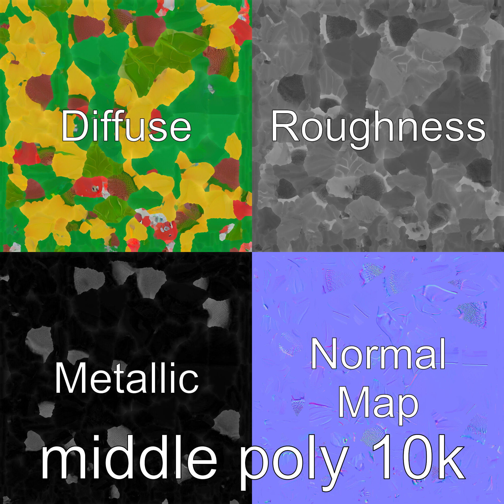 Sunflower Lamp with Adjustable Petals and Cartoon Style Worms Low-poly 3D model_11