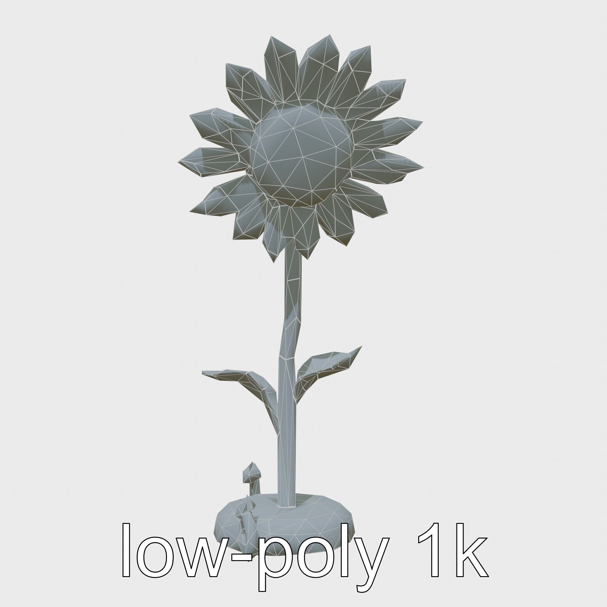 Sunflower Lamp with Adjustable Petals and Cartoon Style Worms Low-poly 3D model_7