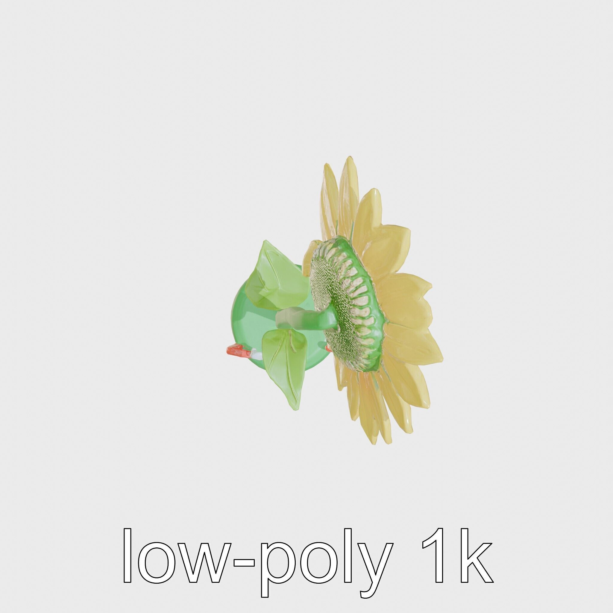 Sunflower Lamp with Adjustable Petals and Cartoon Style Worms Low-poly 3D model_29
