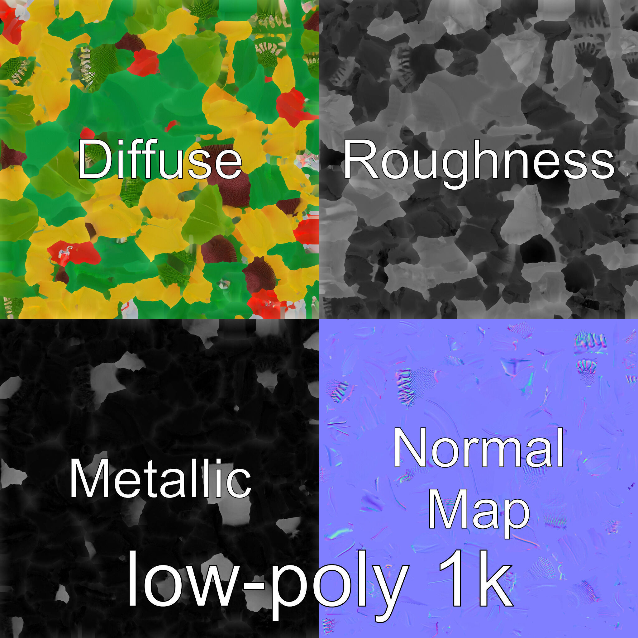 Sunflower Lamp with Adjustable Petals and Cartoon Style Worms Low-poly 3D model_27