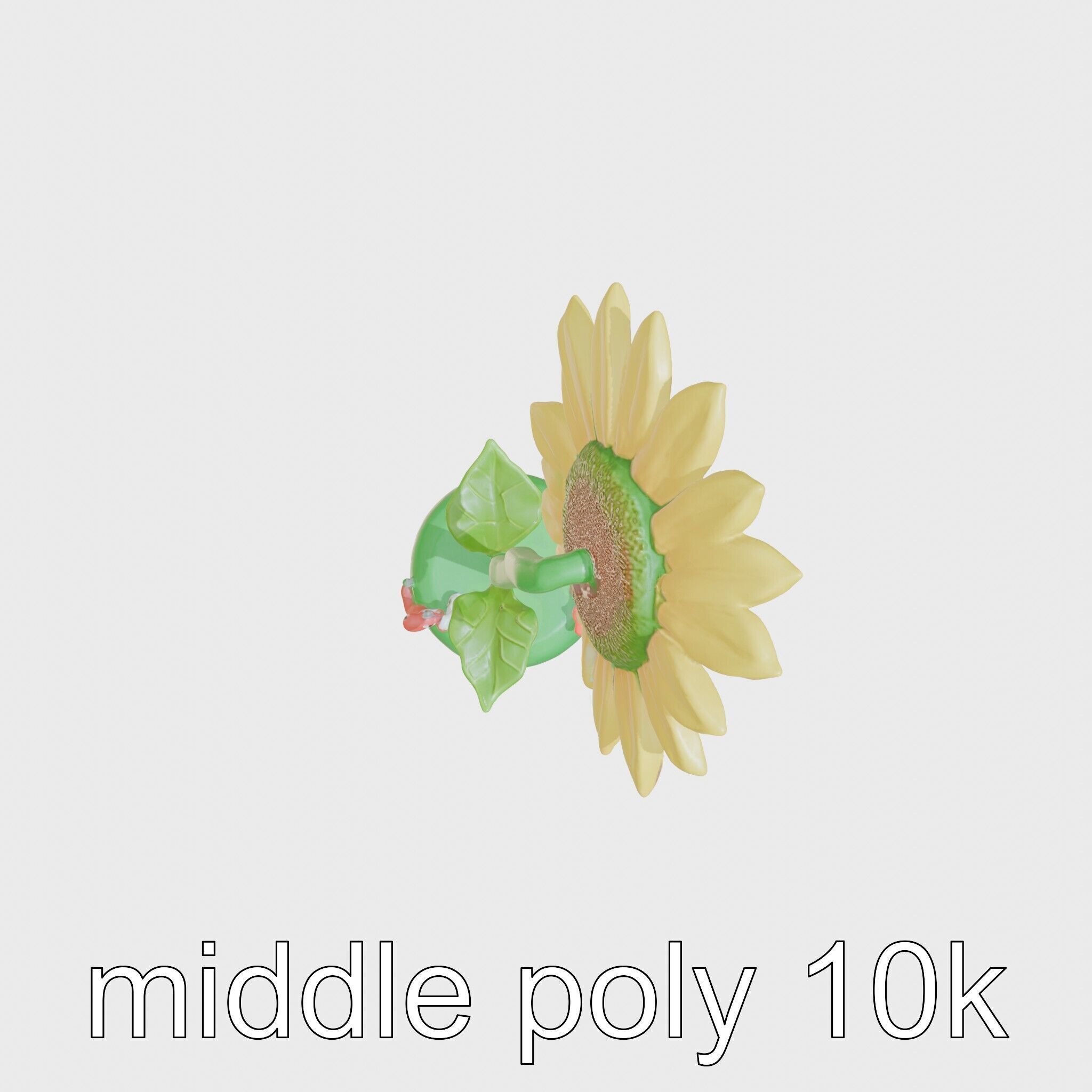 Sunflower Lamp with Adjustable Petals and Cartoon Style Worms Low-poly 3D model_8