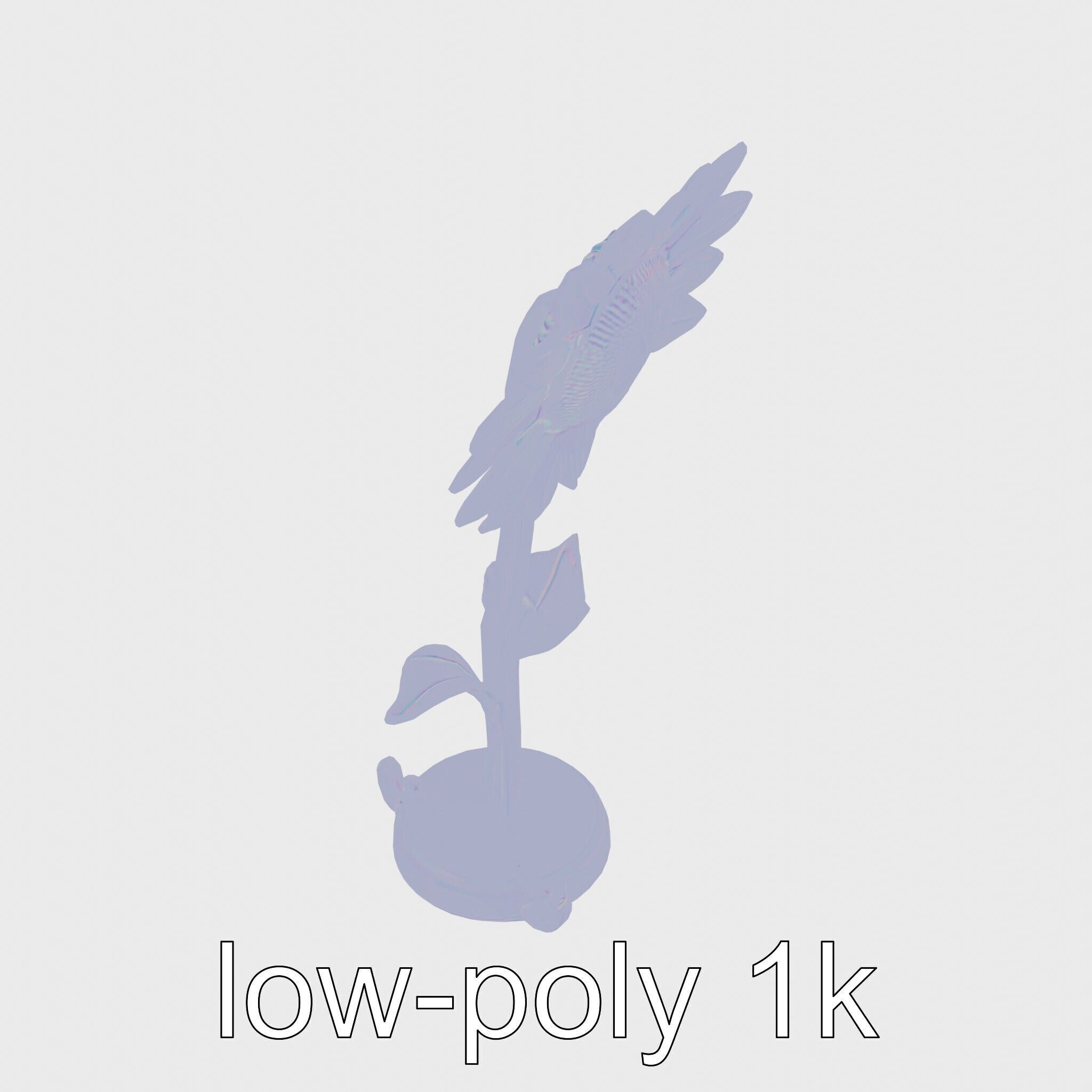 Sunflower Lamp with Adjustable Petals and Cartoon Style Worms Low-poly 3D model_21