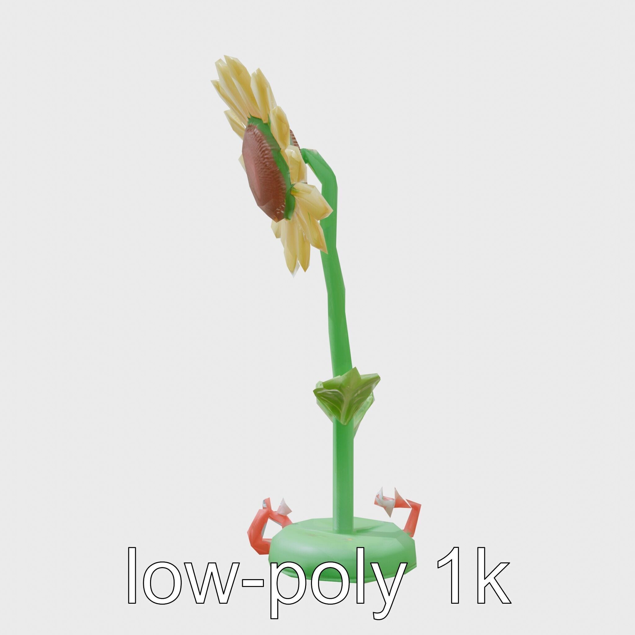 Sunflower Lamp with Adjustable Petals and Cartoon Style Worms Low-poly 3D model_20
