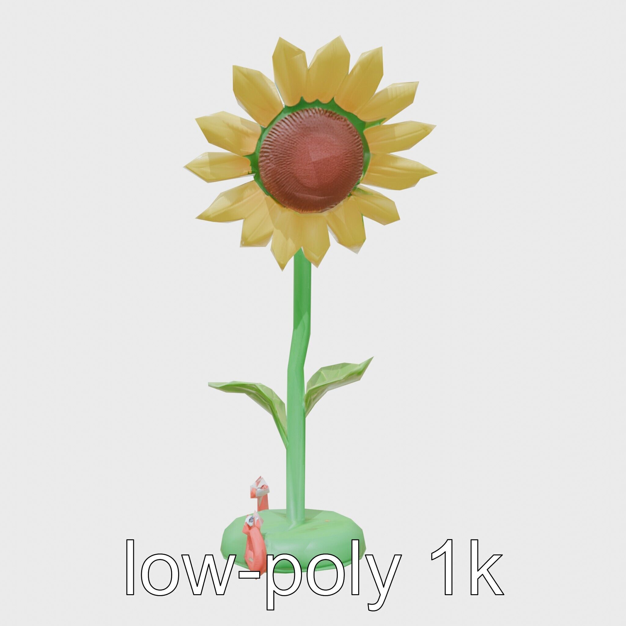 Sunflower Lamp with Adjustable Petals and Cartoon Style Worms Low-poly 3D model_2
