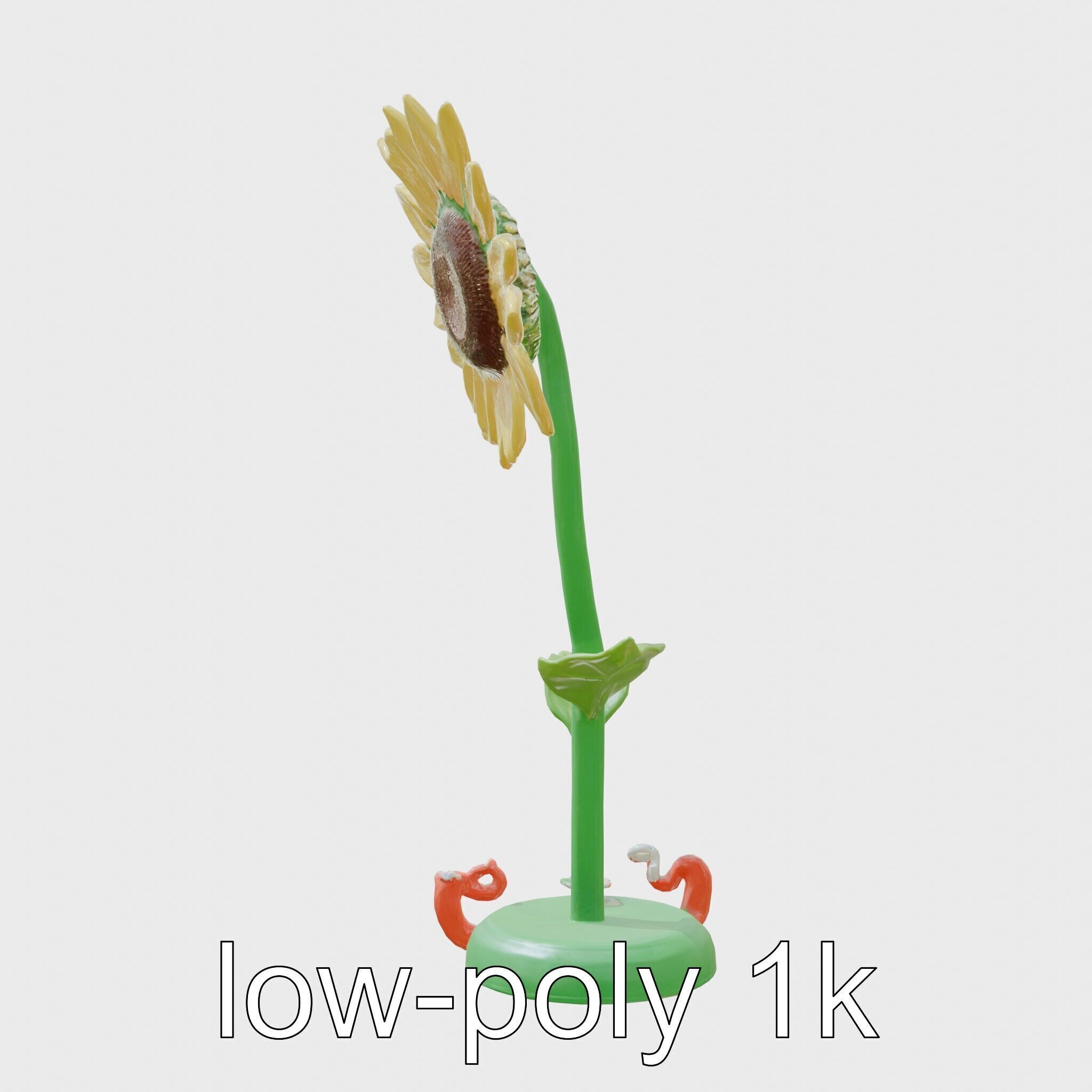 Sunflower Lamp with Adjustable Petals and Cartoon Style Worms Low-poly 3D model_4