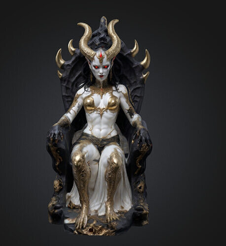alluring demon queen with glowing crimson eyes 3D model