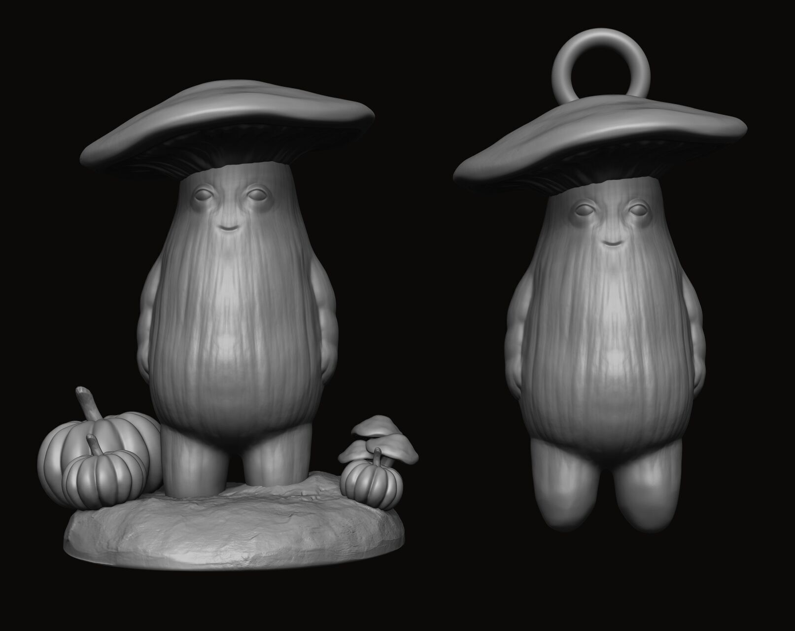 Mushroom Figure Pendant - Statue 3D print model_1