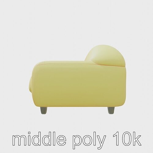 Colorful Sculpted Sofa with Rounded Forms Low-poly 3D model