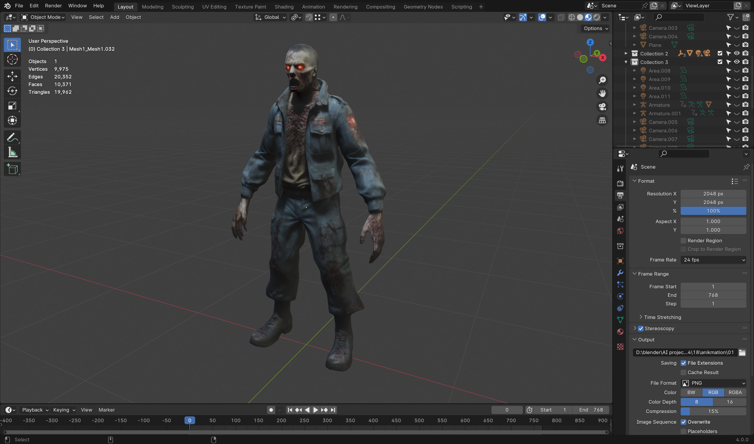 Zombie Soldier - Game Ready Rigged 36 Animations Low-poly 3D model_4