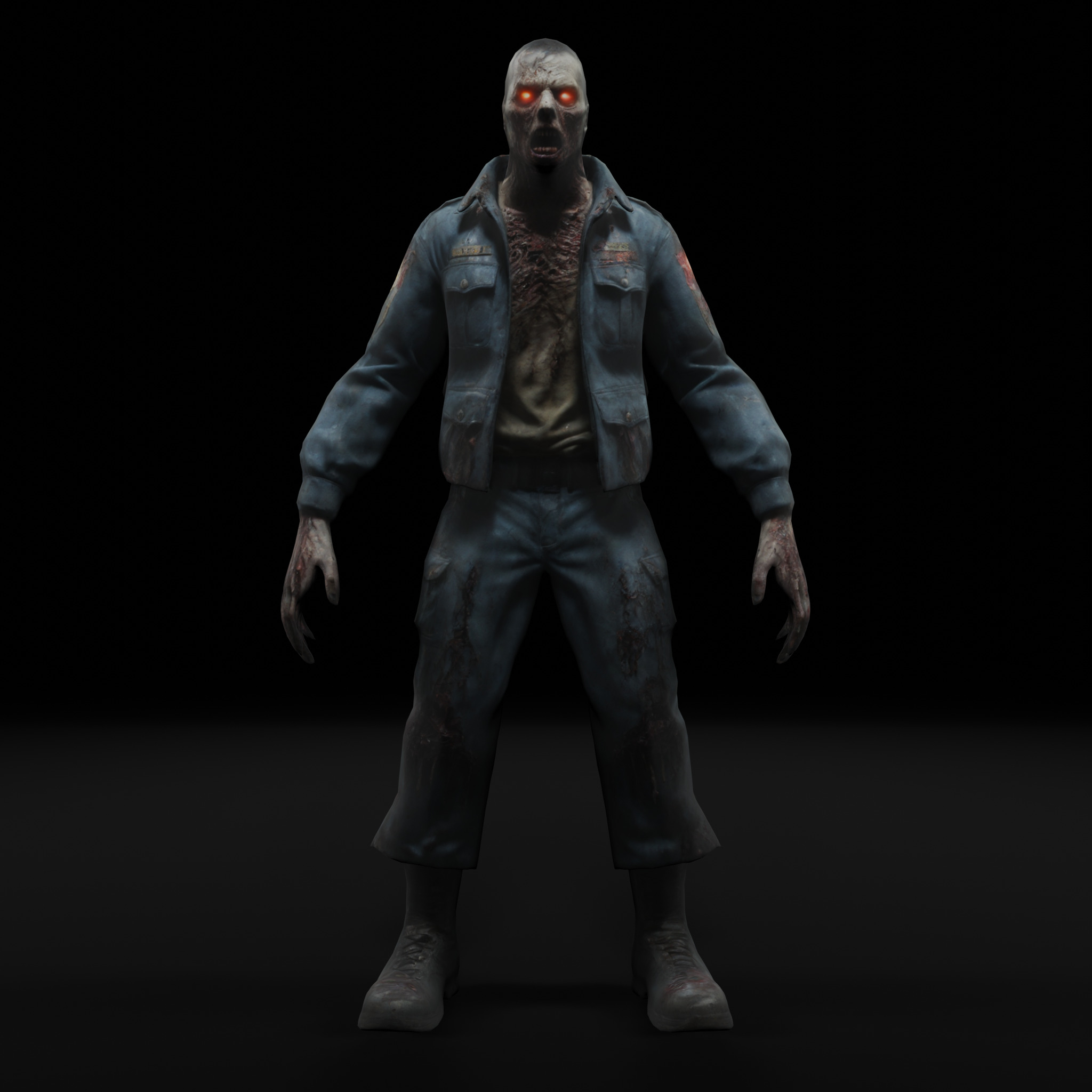 Zombie Soldier - Game Ready Rigged 36 Animations Low-poly 3D model_3