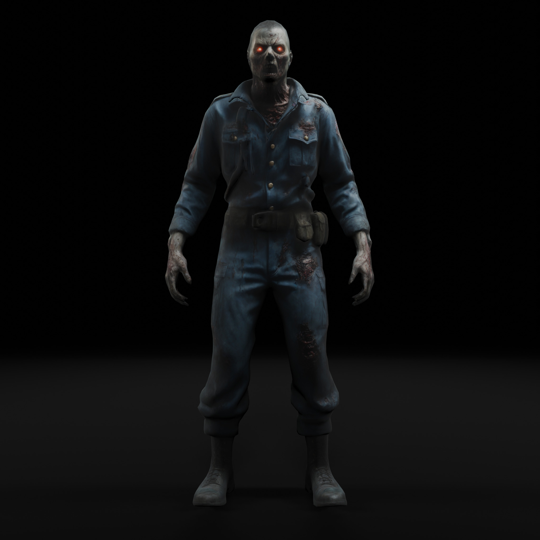 Zombie Army Soldier - Game Ready Rigged Animated Low-poly 3D model_3