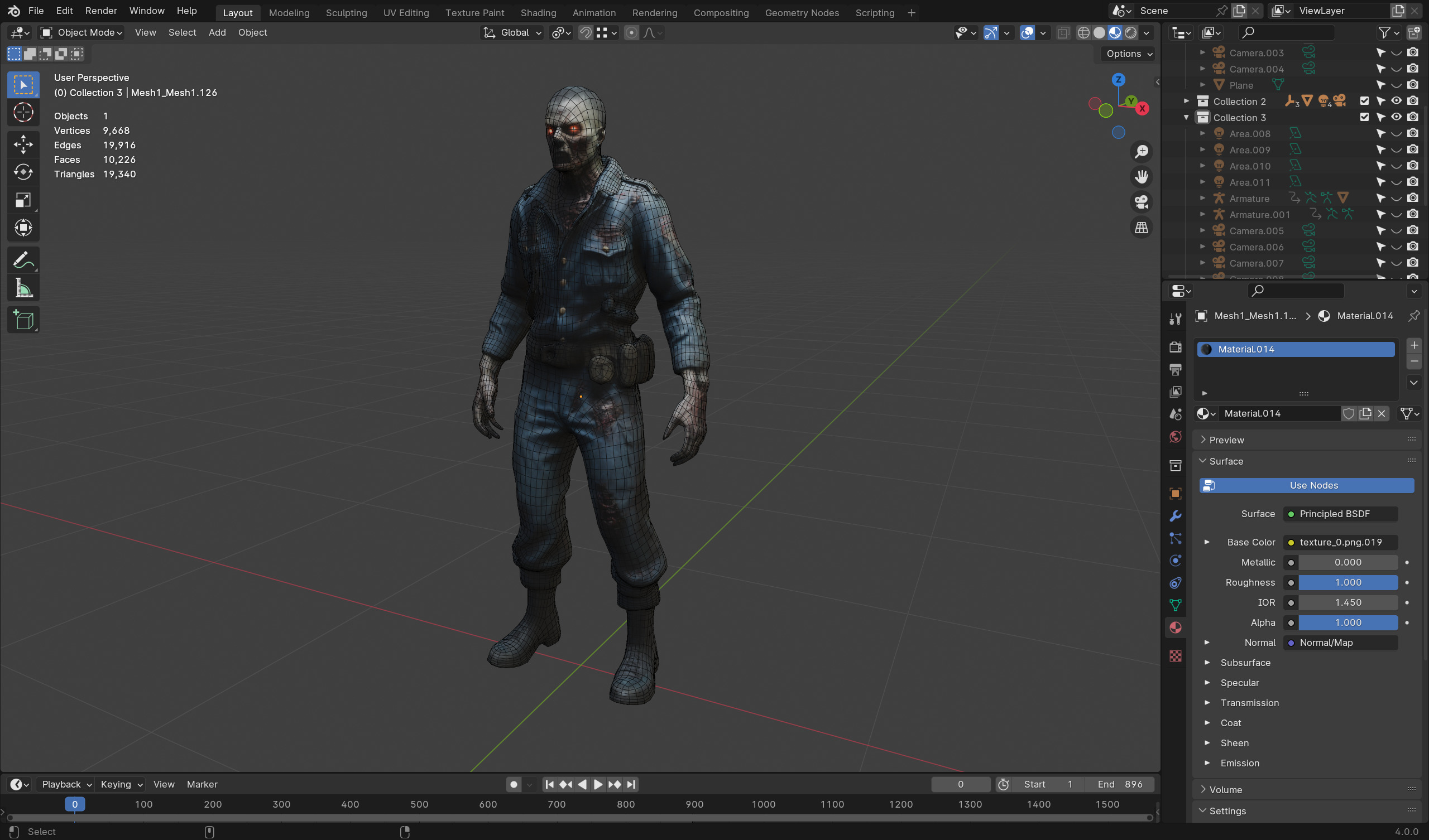 Zombie Army Soldier - Game Ready Rigged Animated Low-poly 3D model_5