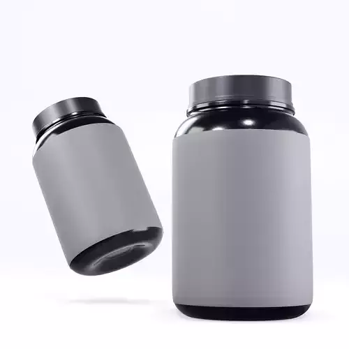 Plastic Whey Supplement Pot Packaging 3D Model