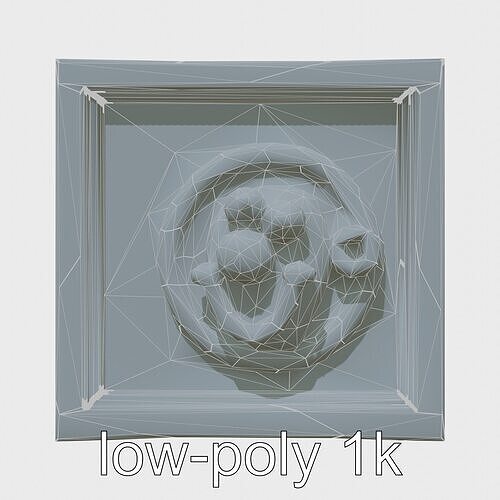 Playful Clay Portrait with Round Frame Low-poly 3D model