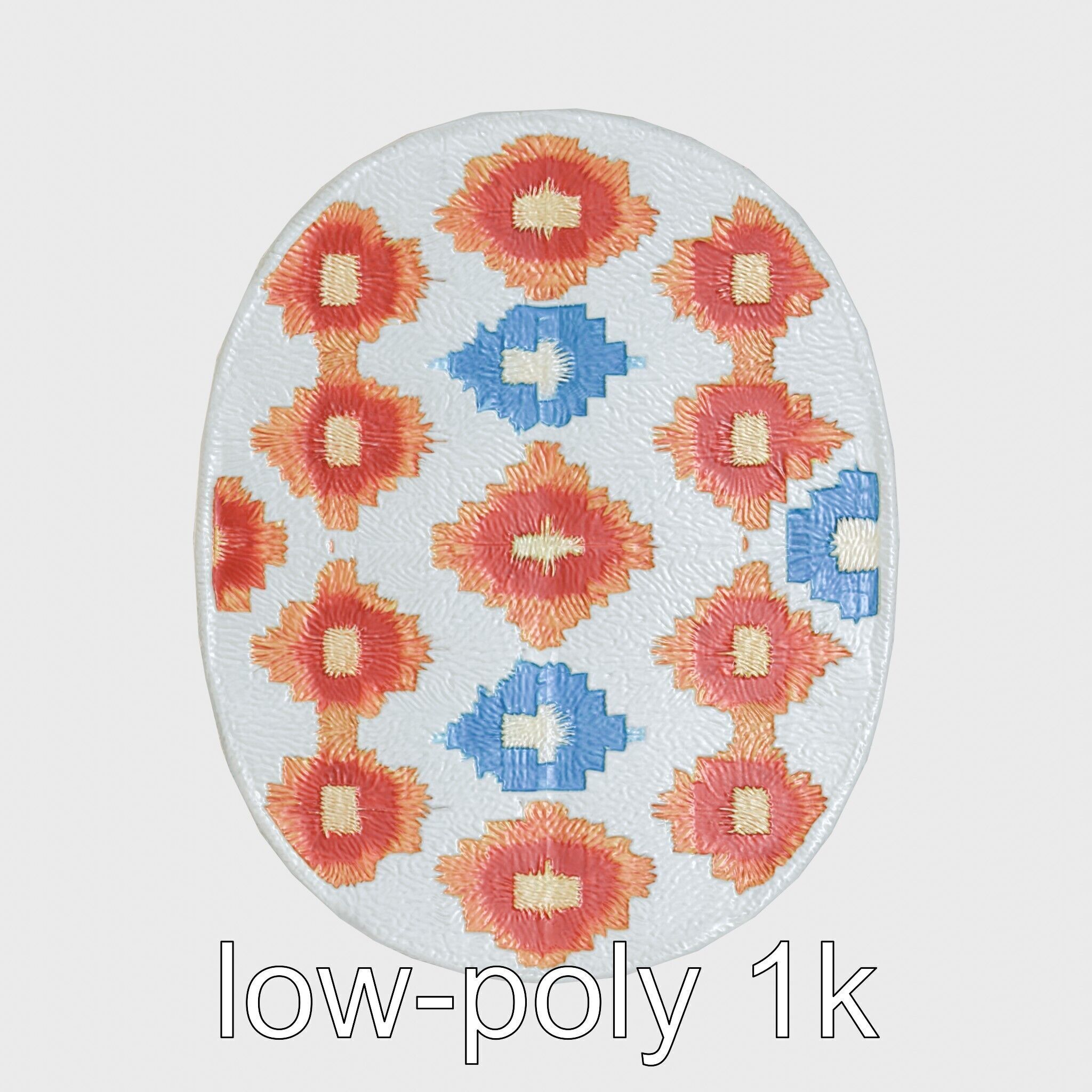 Round Multicolored Pattern Rug 3D Model Low-poly 3D model_19