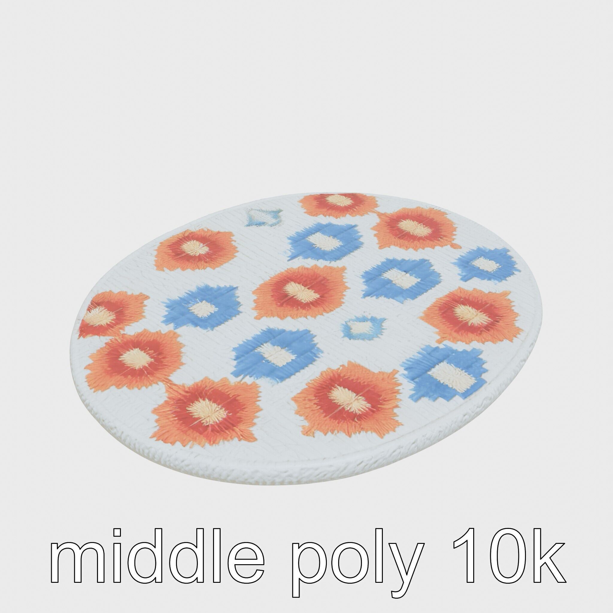 Round Multicolored Pattern Rug 3D Model Low-poly 3D model_4