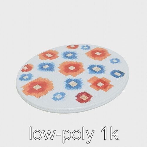 Round Multicolored Pattern Rug 3D Model Low-poly 3D model