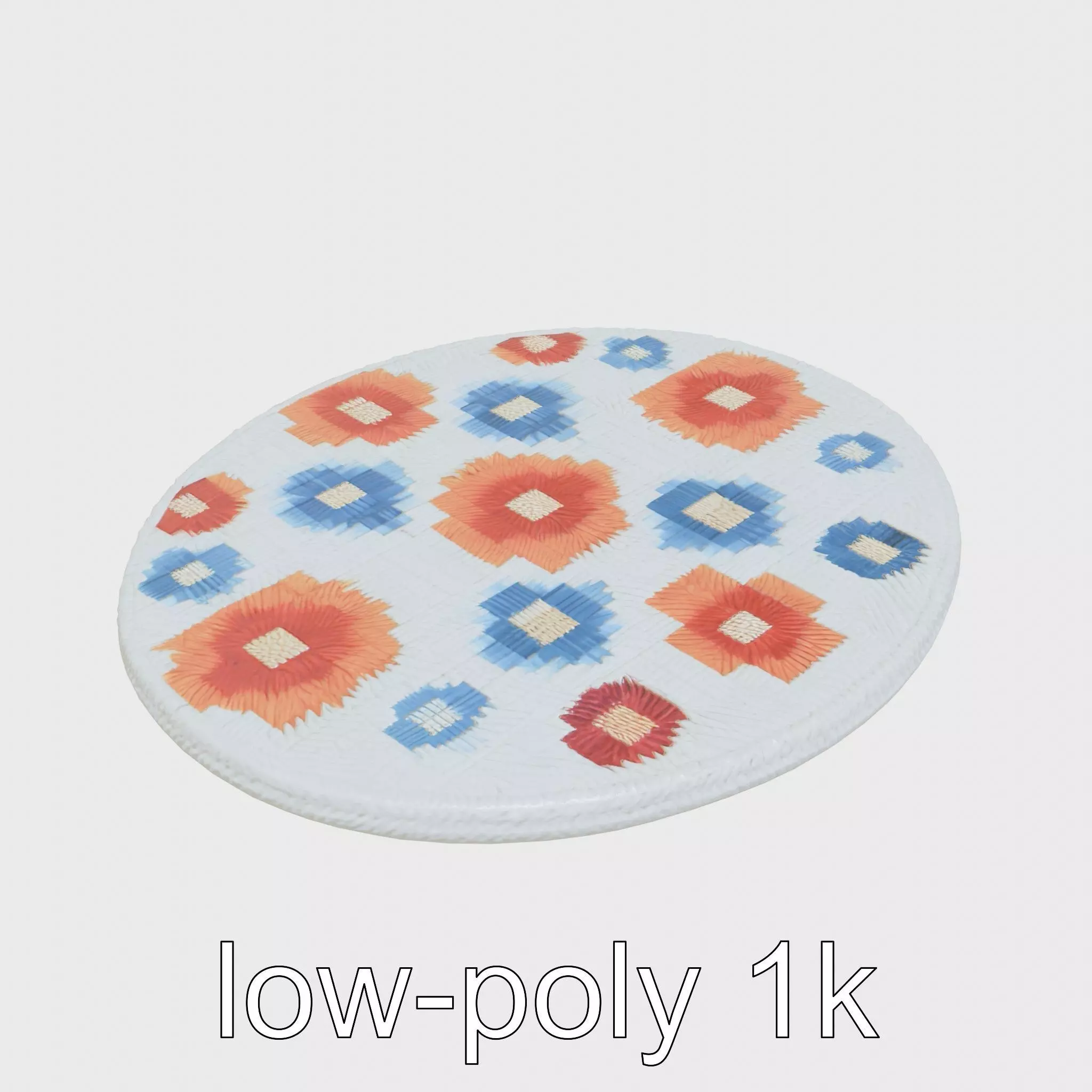 Round Multicolored Pattern Rug 3D Model Low-poly 3D model_0
