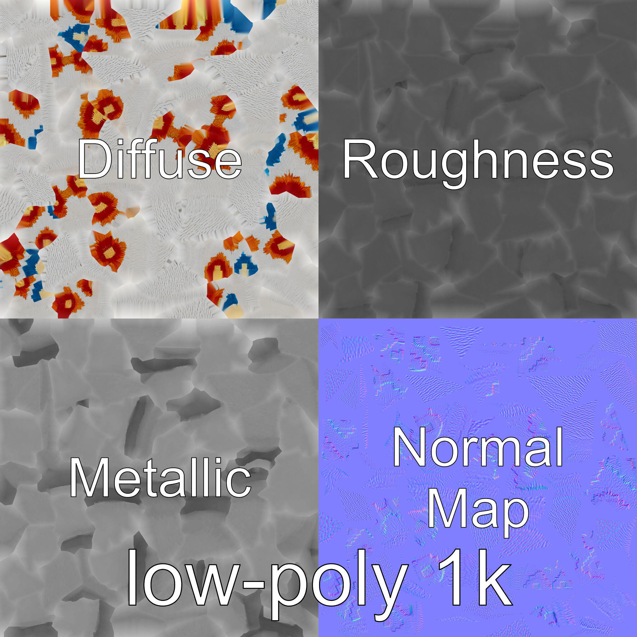 Round Multicolored Pattern Rug 3D Model Low-poly 3D model_1