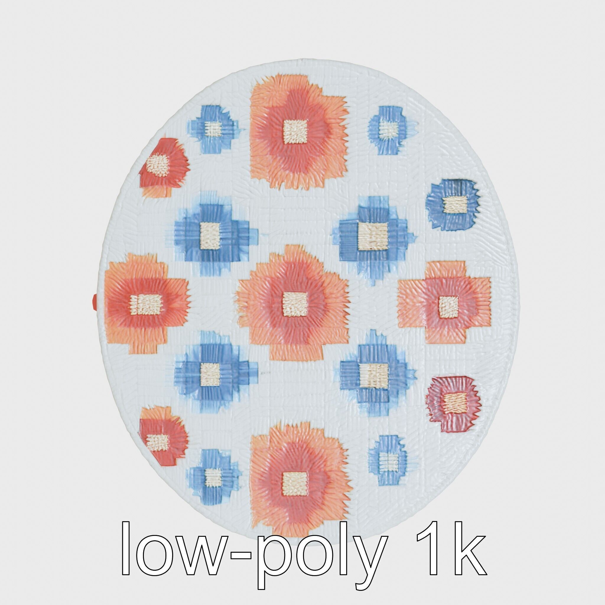 Round Multicolored Pattern Rug 3D Model Low-poly 3D model_30