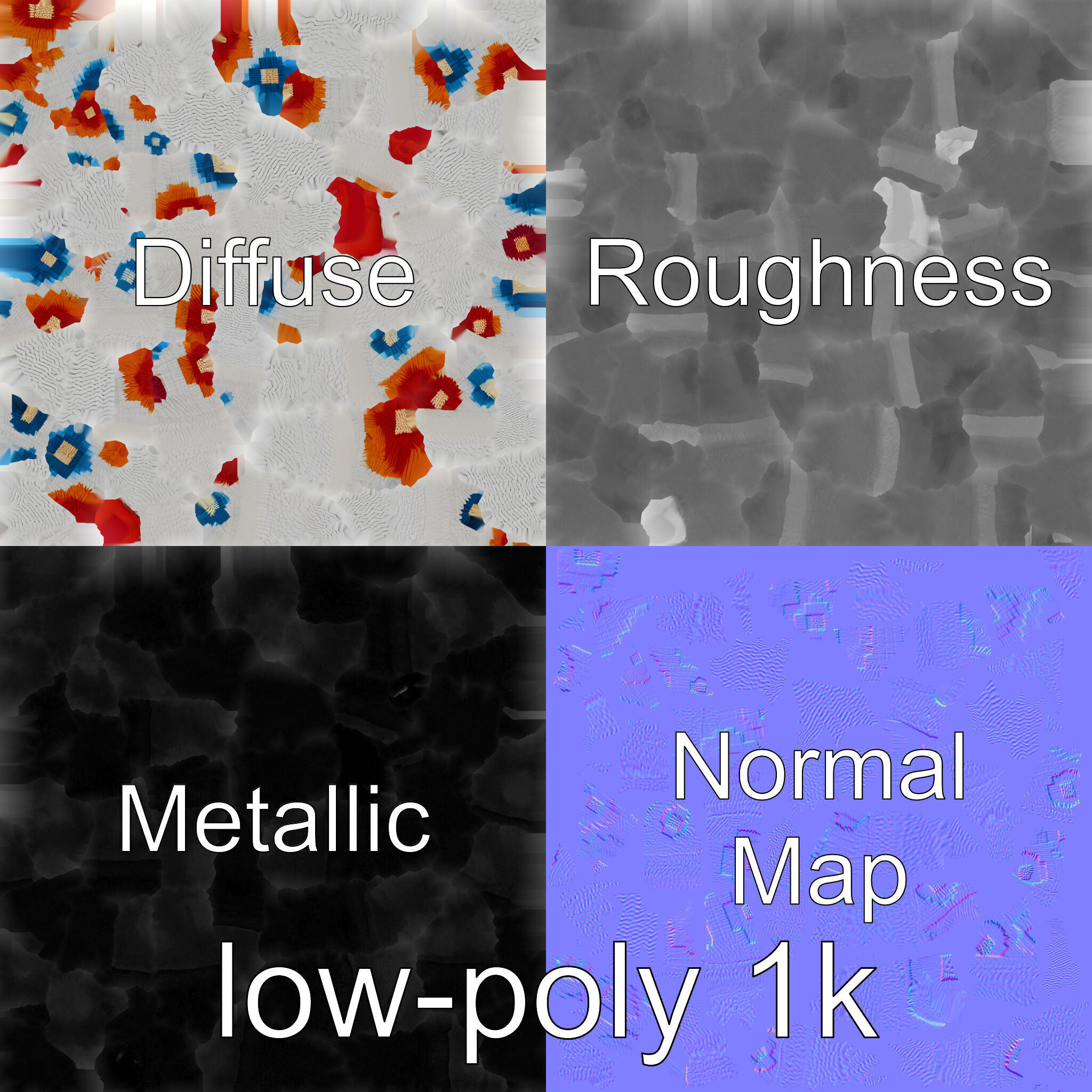 Round Multicolored Pattern Rug 3D Model Low-poly 3D model_29