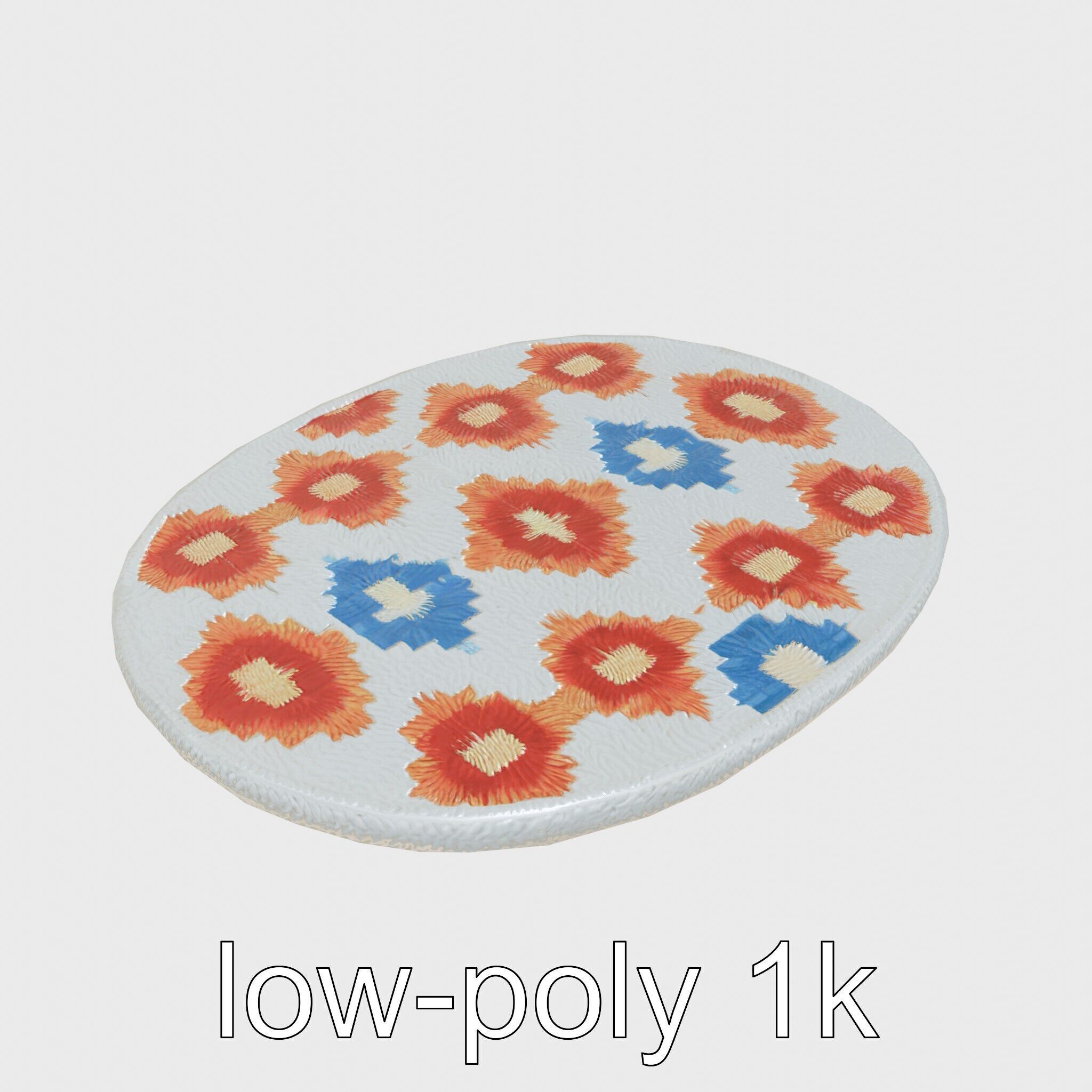 Round Multicolored Pattern Rug 3D Model Low-poly 3D model_2