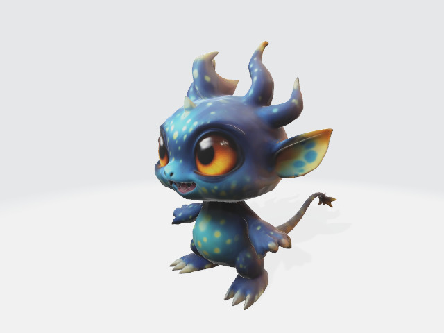 chibi fantasy creature Low-poly 3D model_1