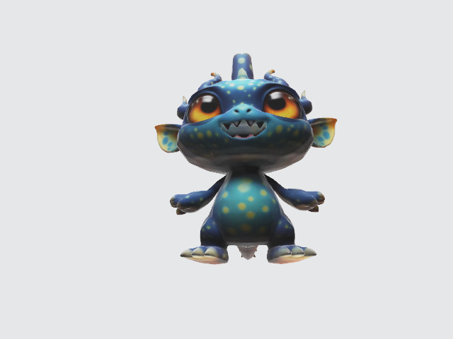 chibi fantasy creature Low-poly 3D model_4