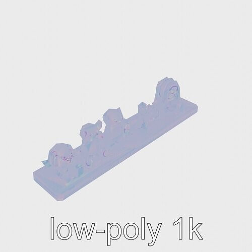 Clay Toy Shelf with Colorful Cartoon Design Low-poly 3D model