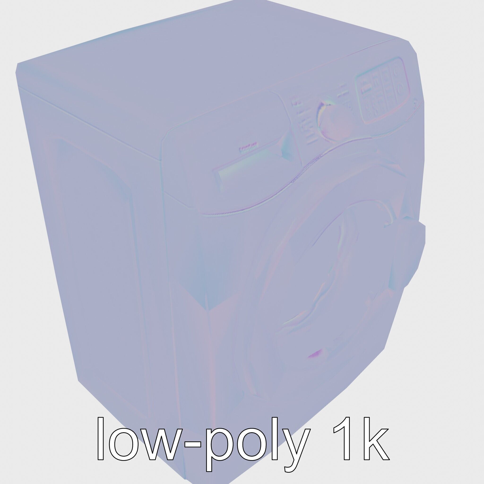 Stylized Washing Machine with Rounded Curves Low-poly 3D model_27