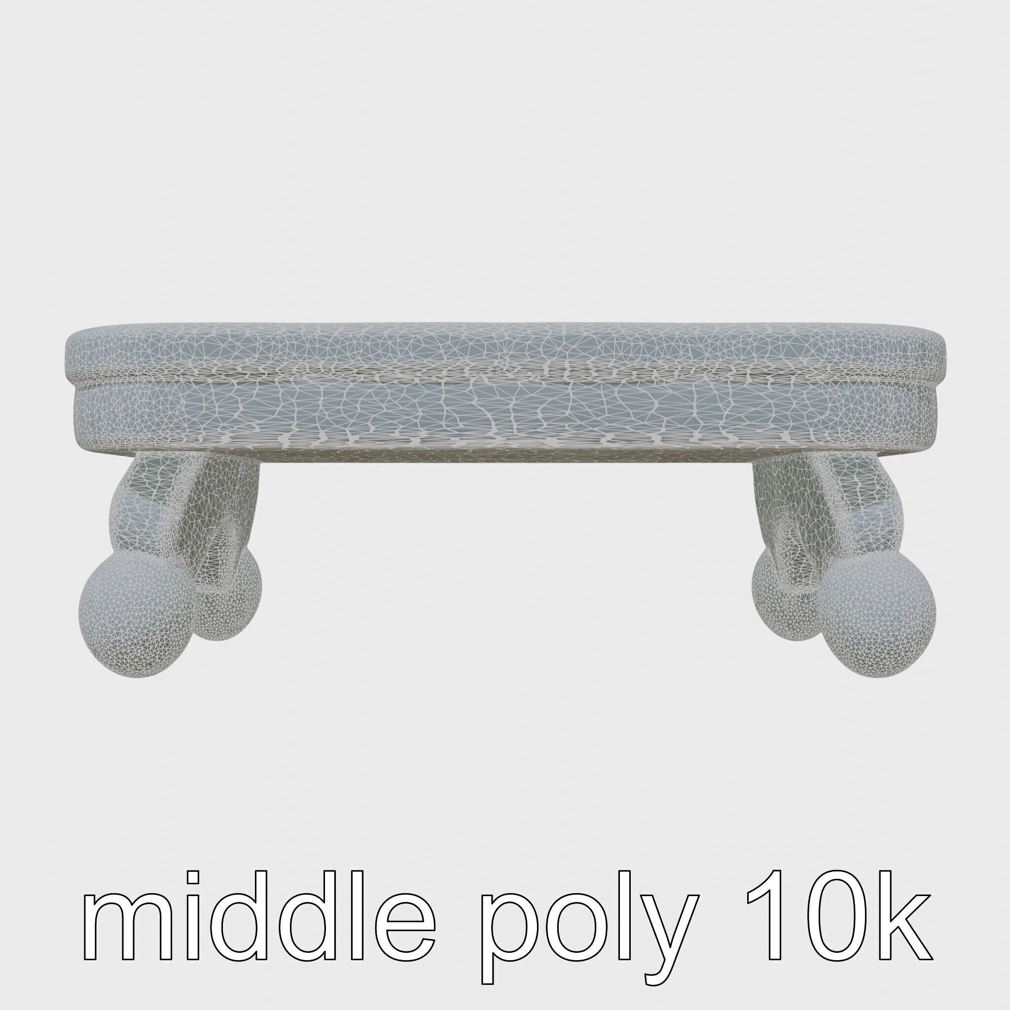Clay Coffee Table Rounded Legs Model for Living Room Low-poly 3D model_27