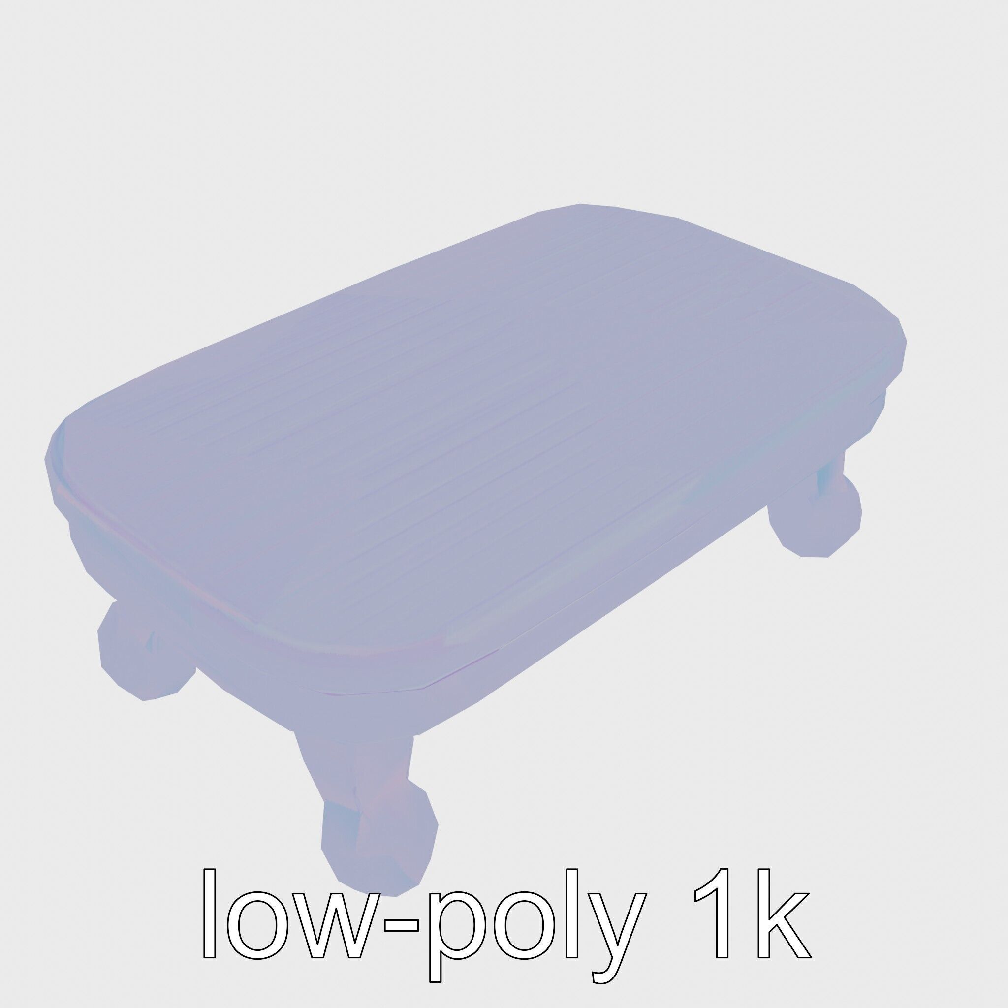 Clay Coffee Table Rounded Legs Model for Living Room Low-poly 3D model_25
