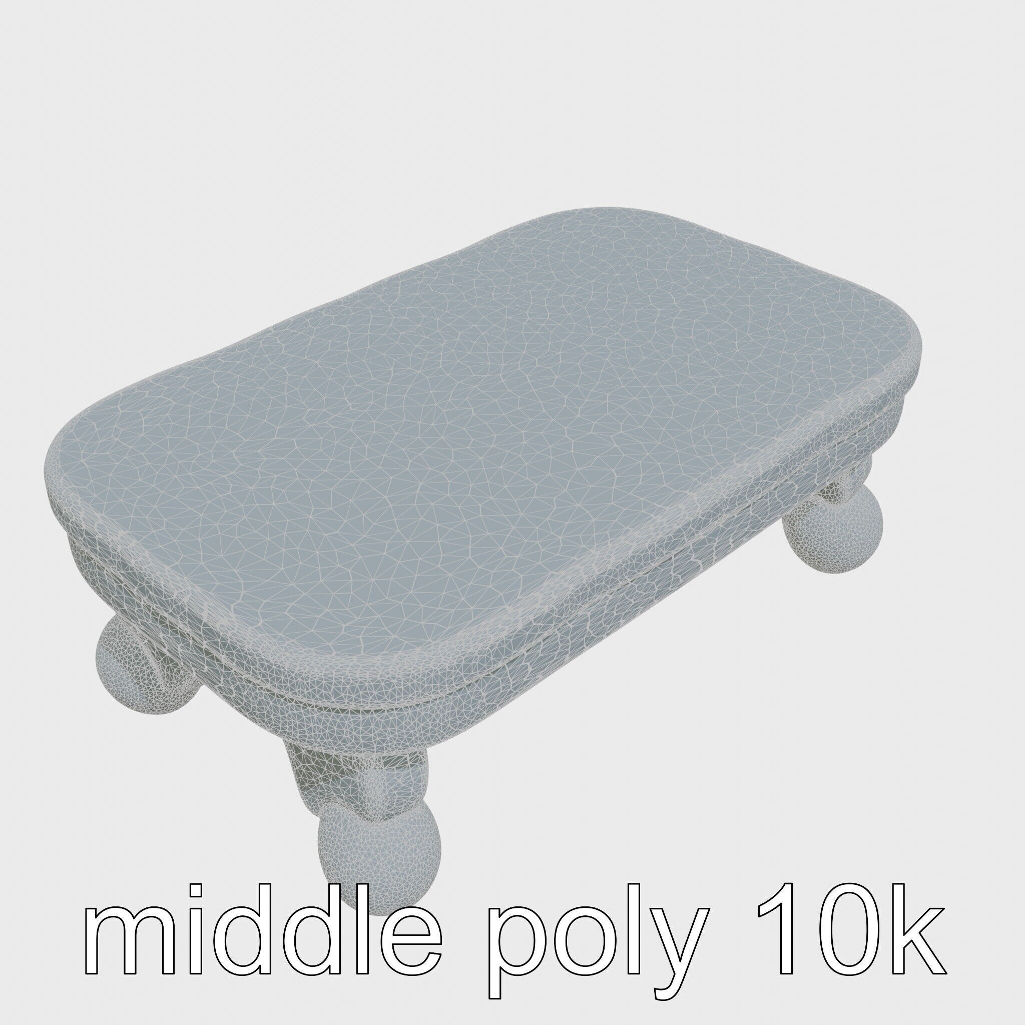 Clay Coffee Table Rounded Legs Model for Living Room Low-poly 3D model_10