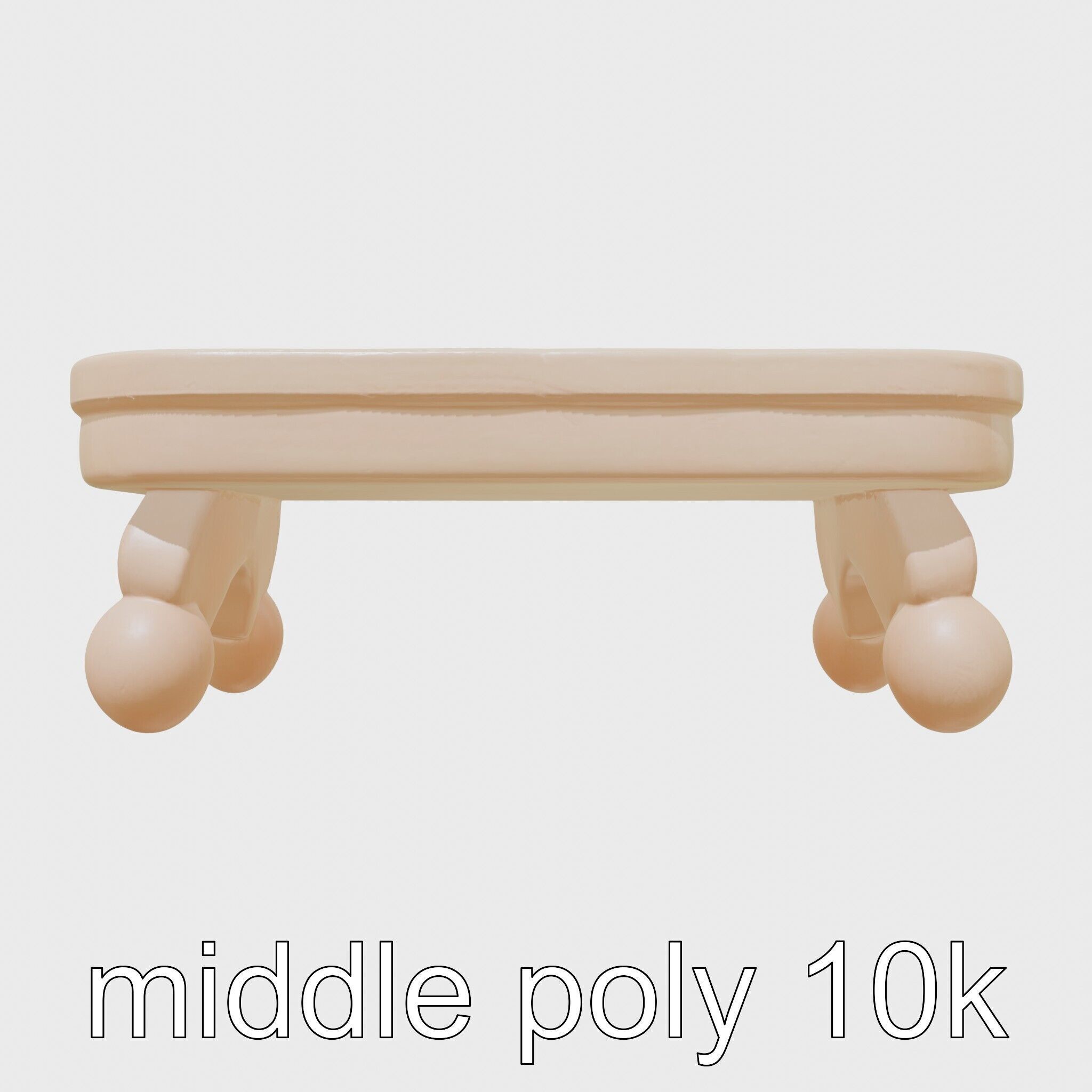 Clay Coffee Table Rounded Legs Model for Living Room Low-poly 3D model_26