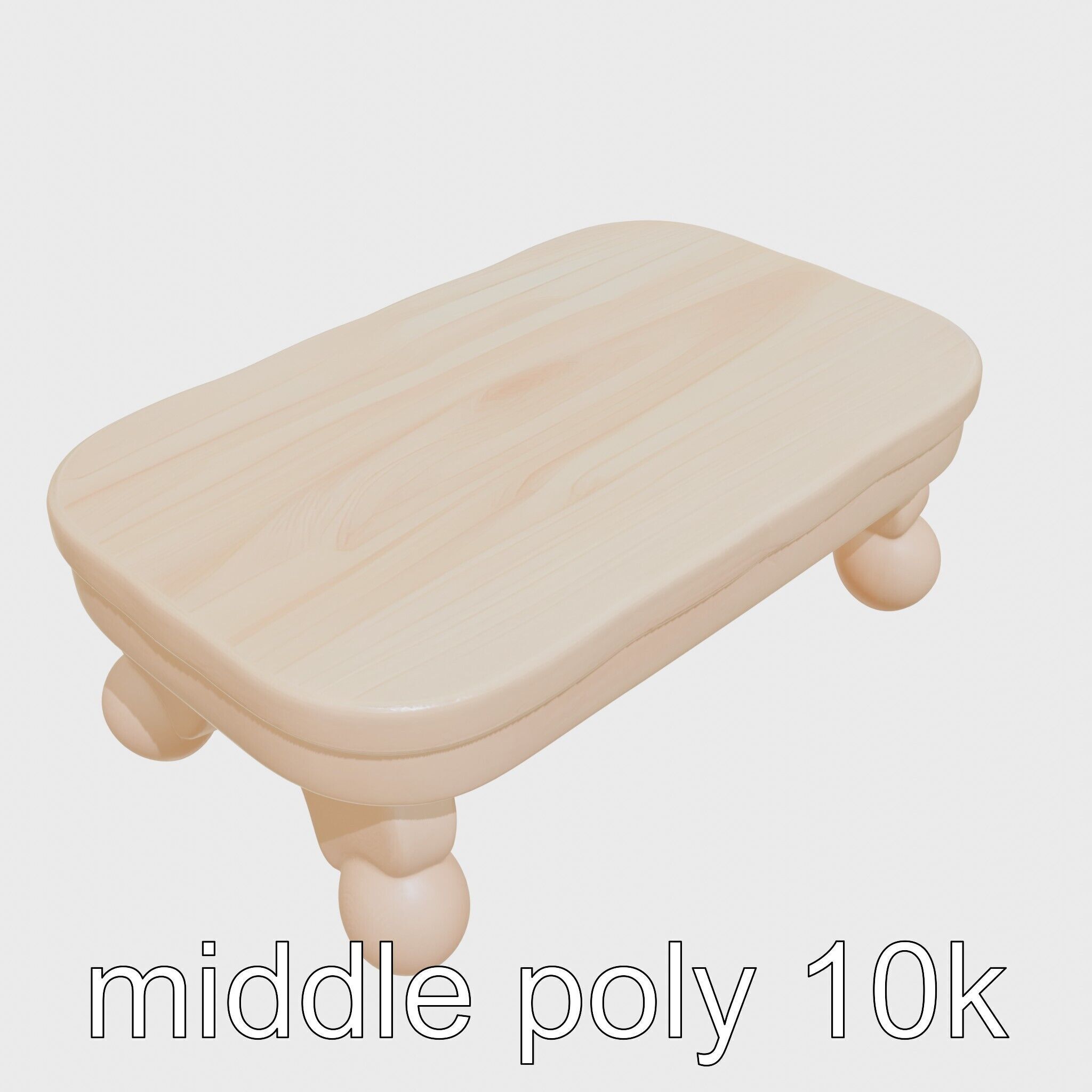 Clay Coffee Table Rounded Legs Model for Living Room Low-poly 3D model_2