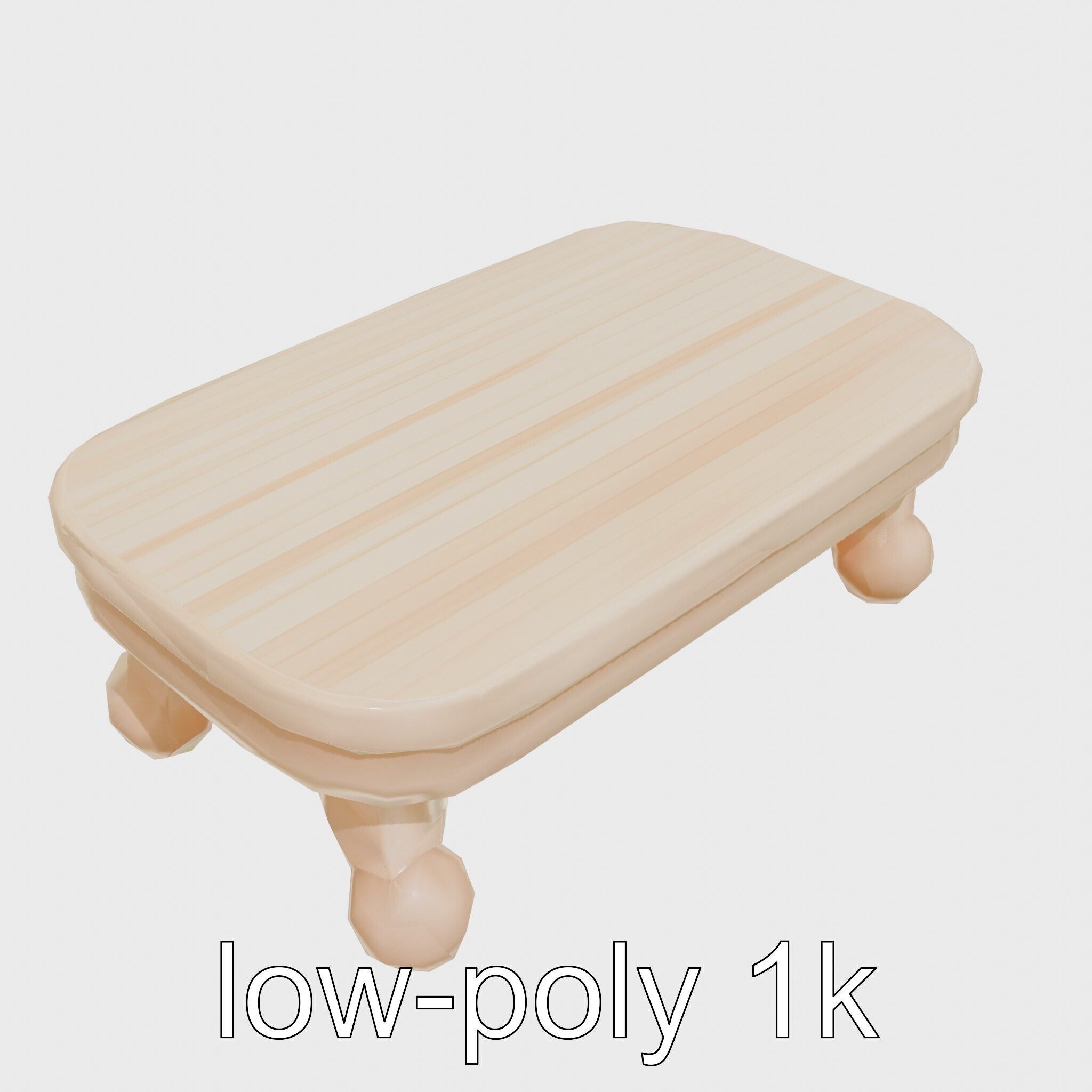 Clay Coffee Table Rounded Legs Model for Living Room Low-poly 3D model_9