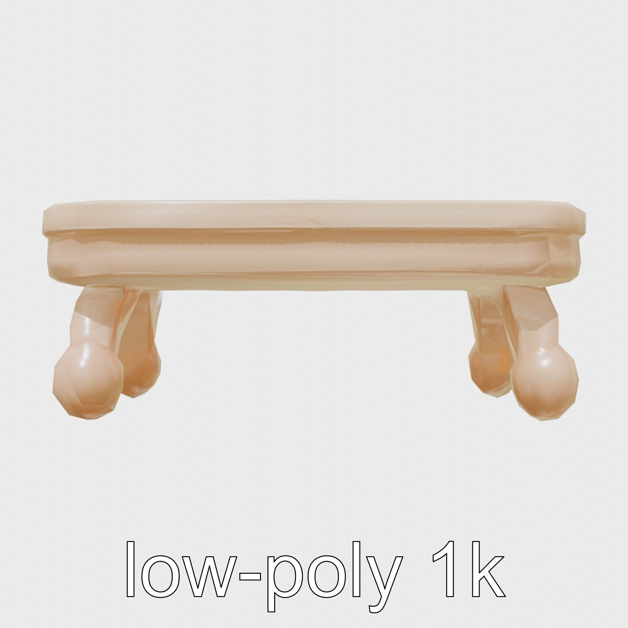 Clay Coffee Table Rounded Legs Model for Living Room Low-poly 3D model_13