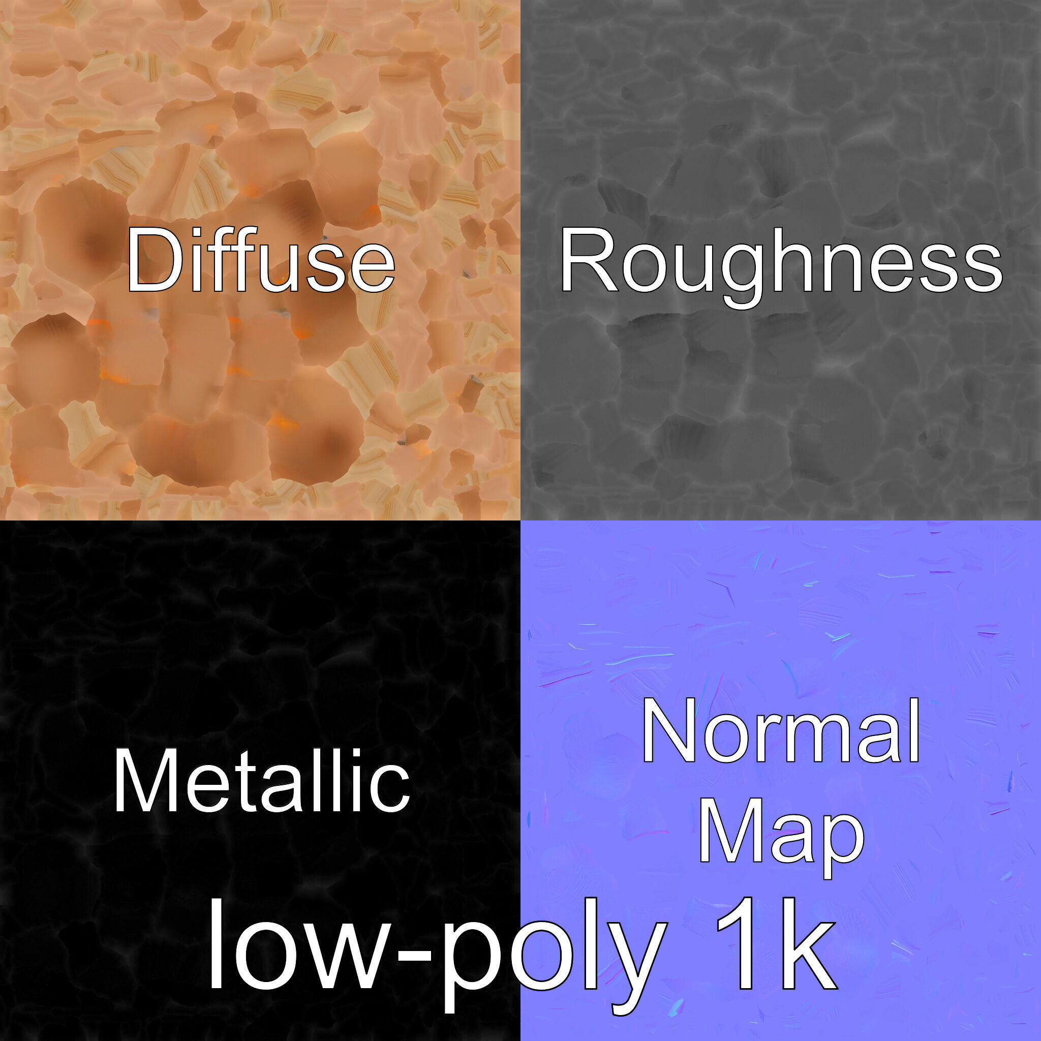 Clay Coffee Table Rounded Legs Model for Living Room Low-poly 3D model_15