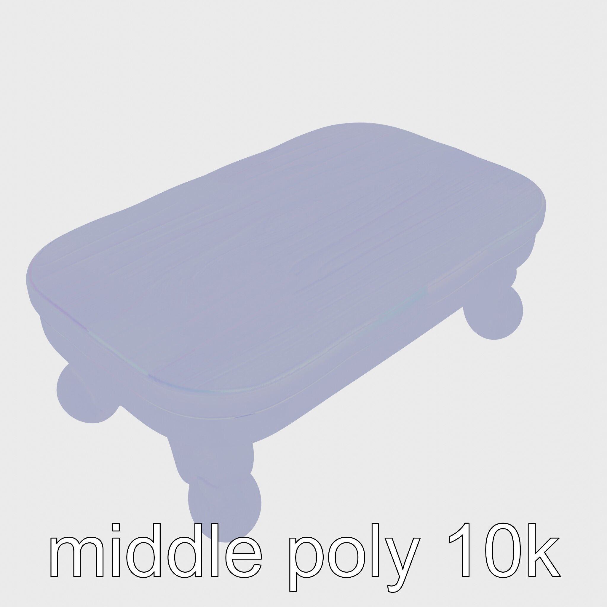 Clay Coffee Table Rounded Legs Model for Living Room Low-poly 3D model_23