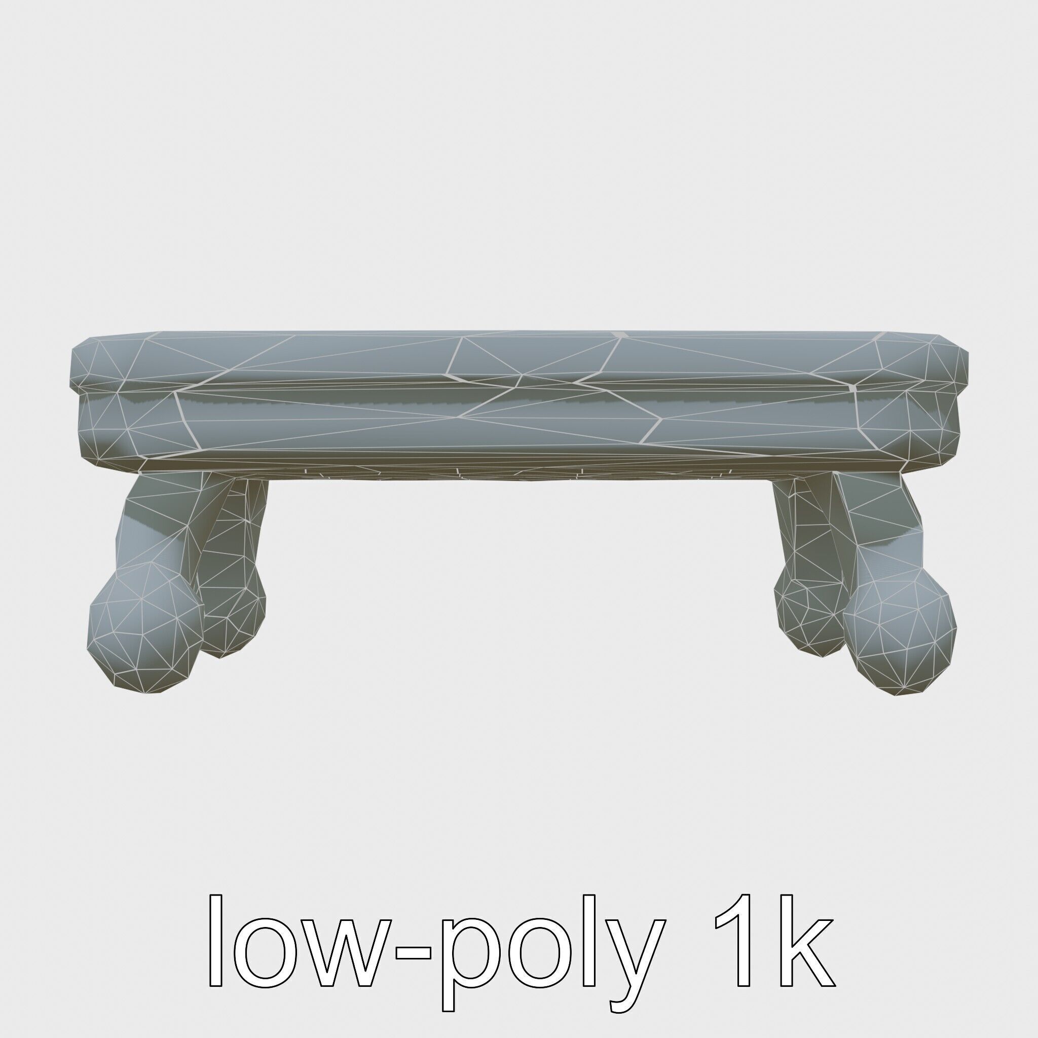 Clay Coffee Table Rounded Legs Model for Living Room Low-poly 3D model_4