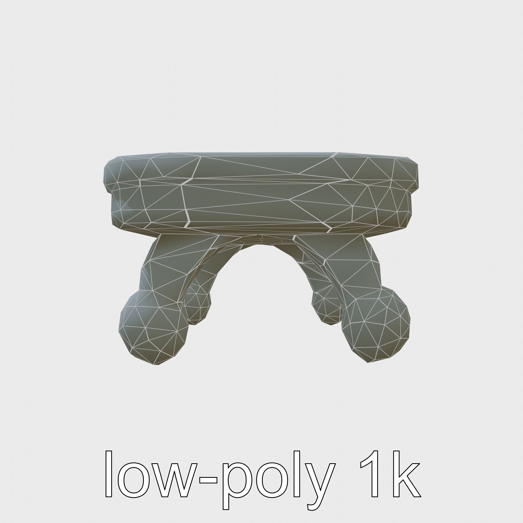 Clay Coffee Table Rounded Legs Model for Living Room Low-poly 3D model_29