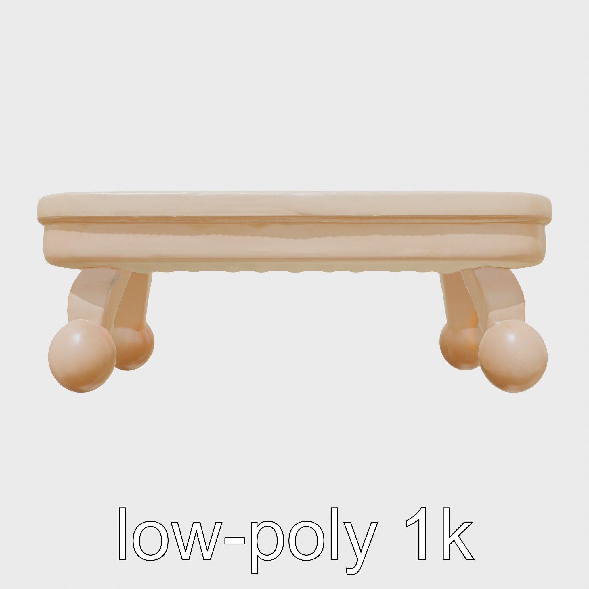 Clay Coffee Table Rounded Legs Model for Living Room Low-poly 3D model_24