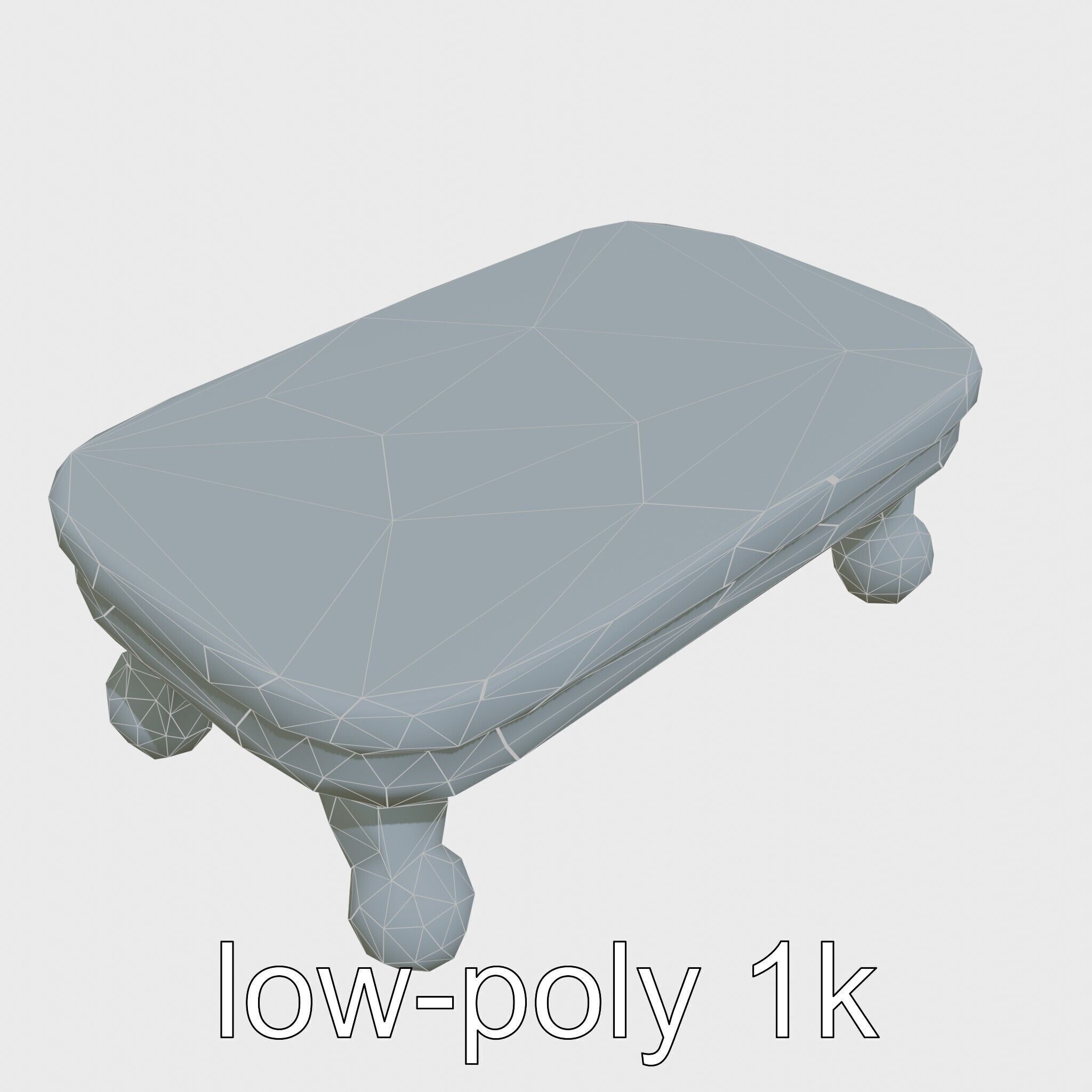 Clay Coffee Table Rounded Legs Model for Living Room Low-poly 3D model_19