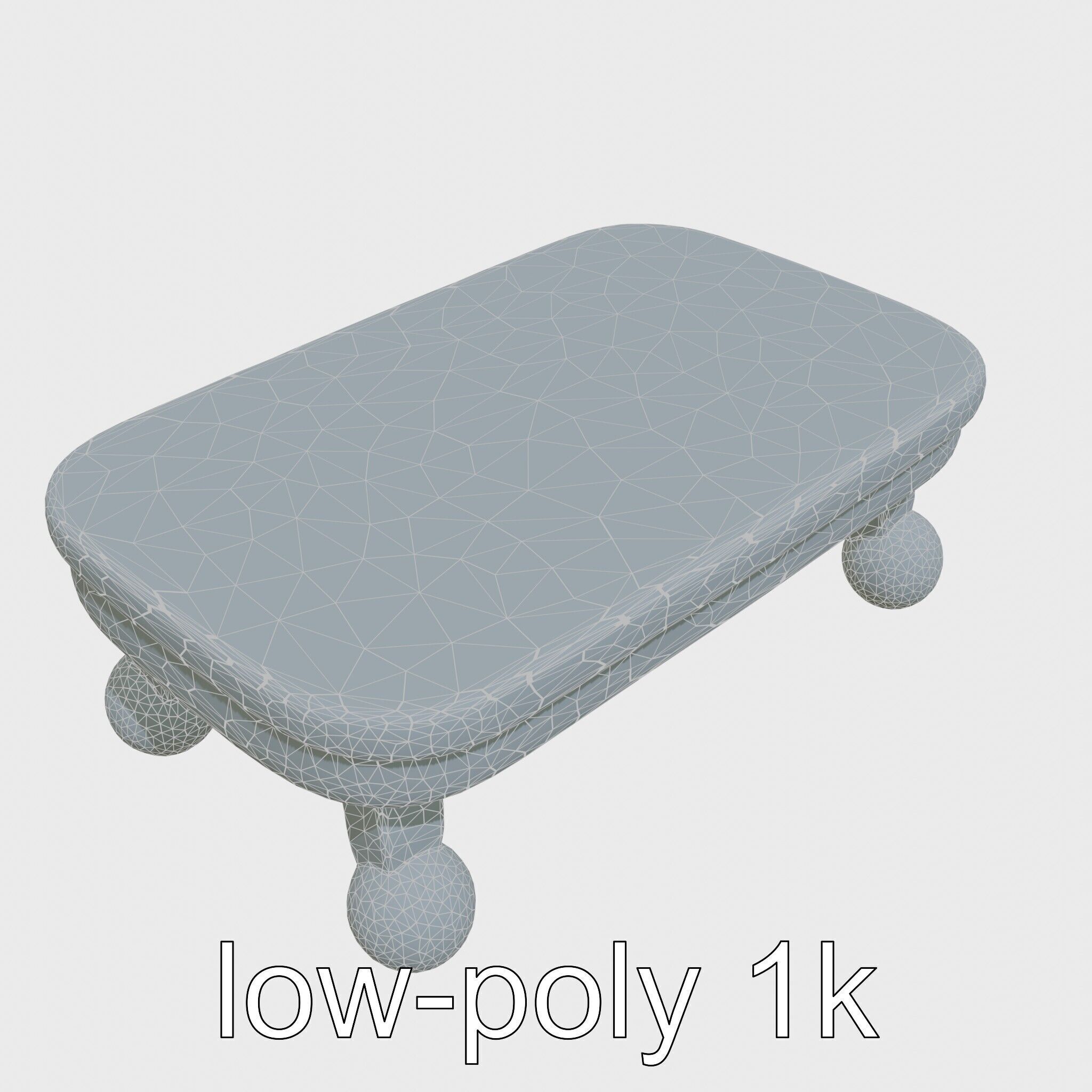 Clay Coffee Table Rounded Legs Model for Living Room Low-poly 3D model_17